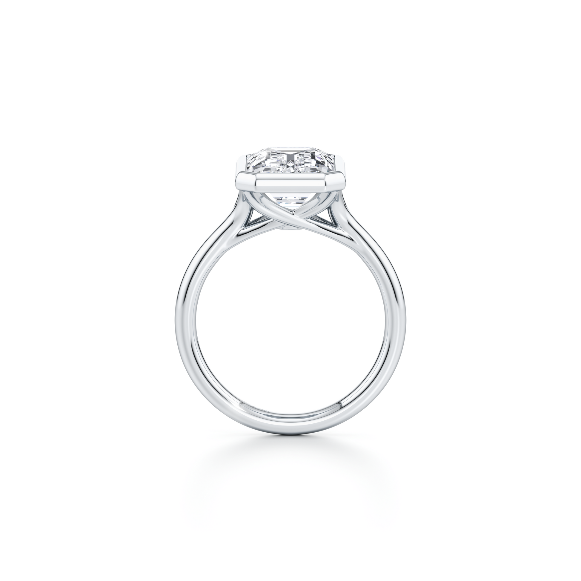 Elle Emerald Bezel Lab Diamond Engagement Ring - view 3