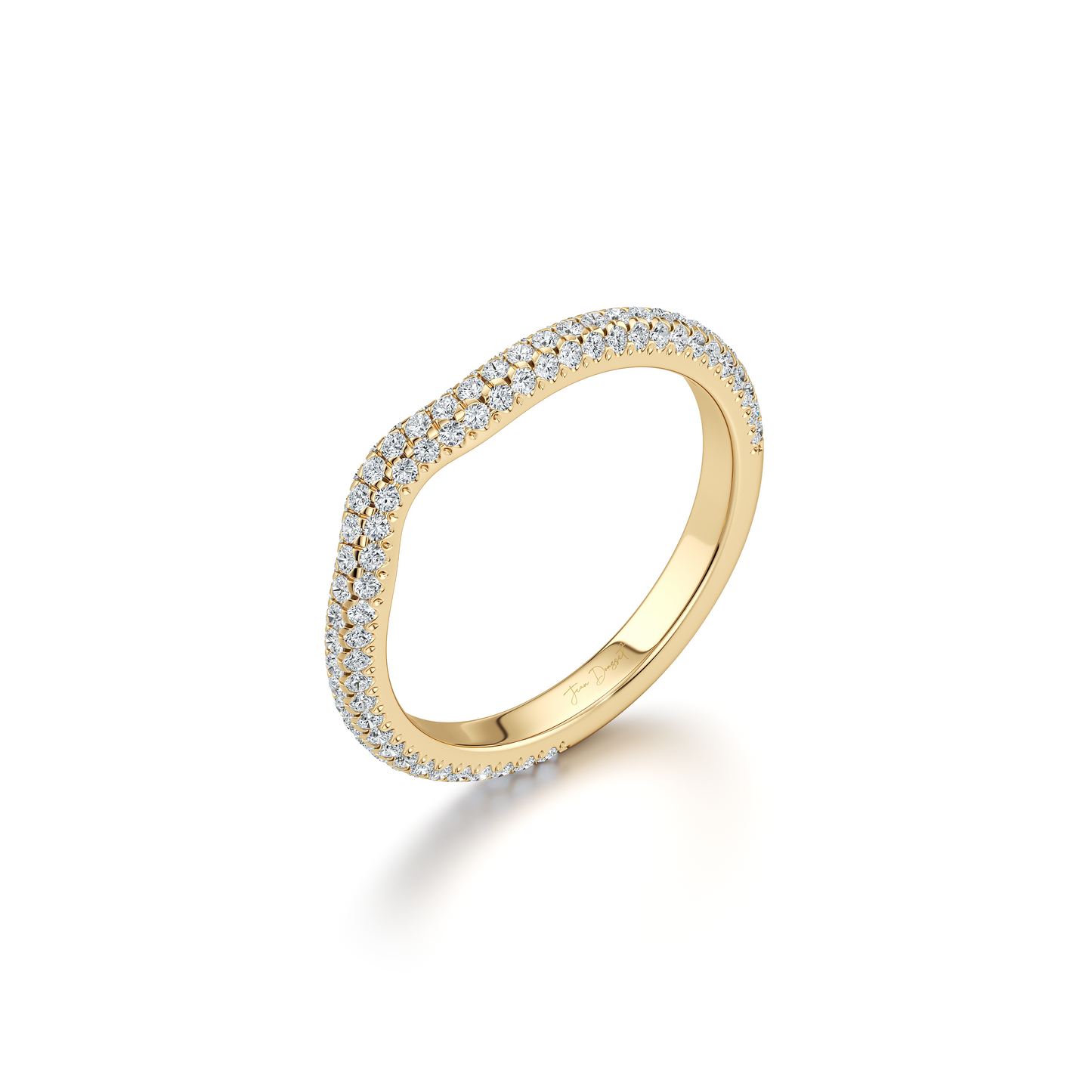 Contour Band - Three Rows Pave - view 11