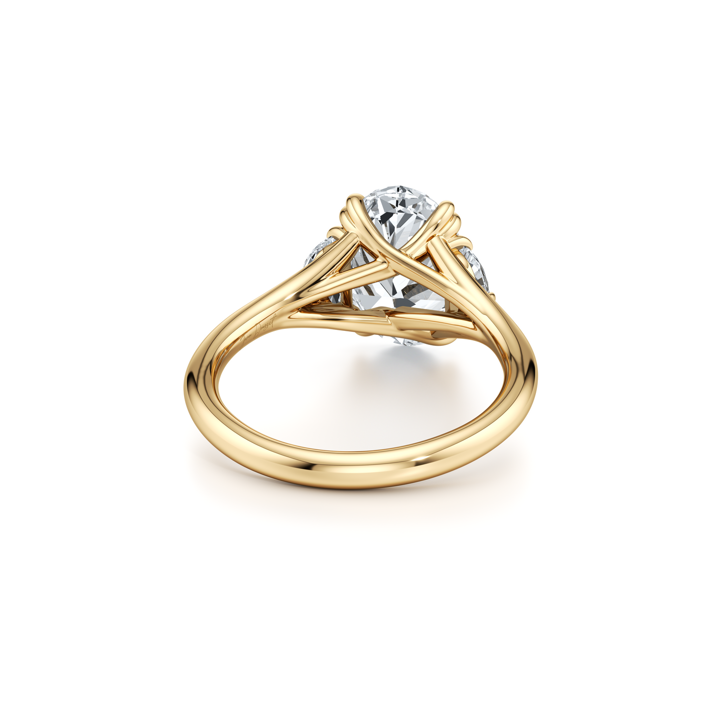 Jane Oval Three Stone Engagement Ring - view 3