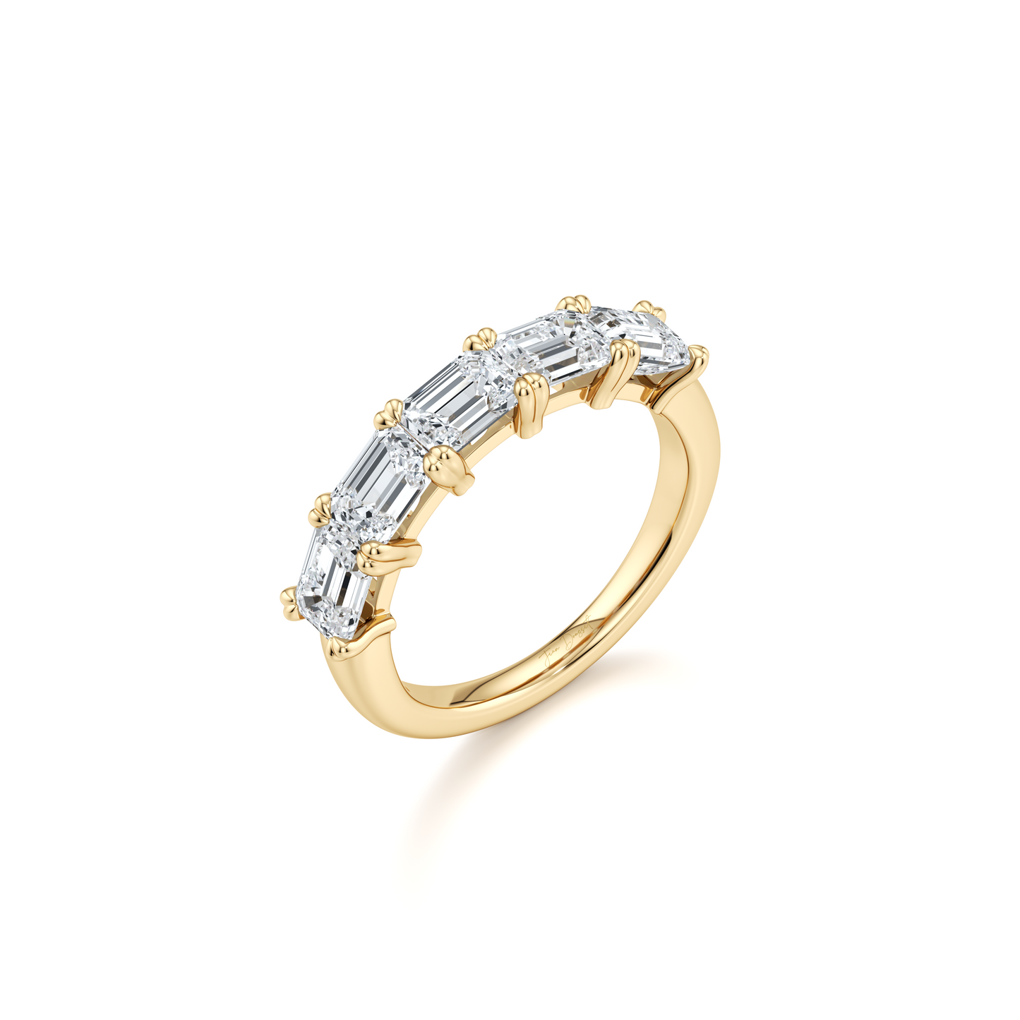 Elle 5-Stone East-West Emerald Lab Diamond Band - view 3
