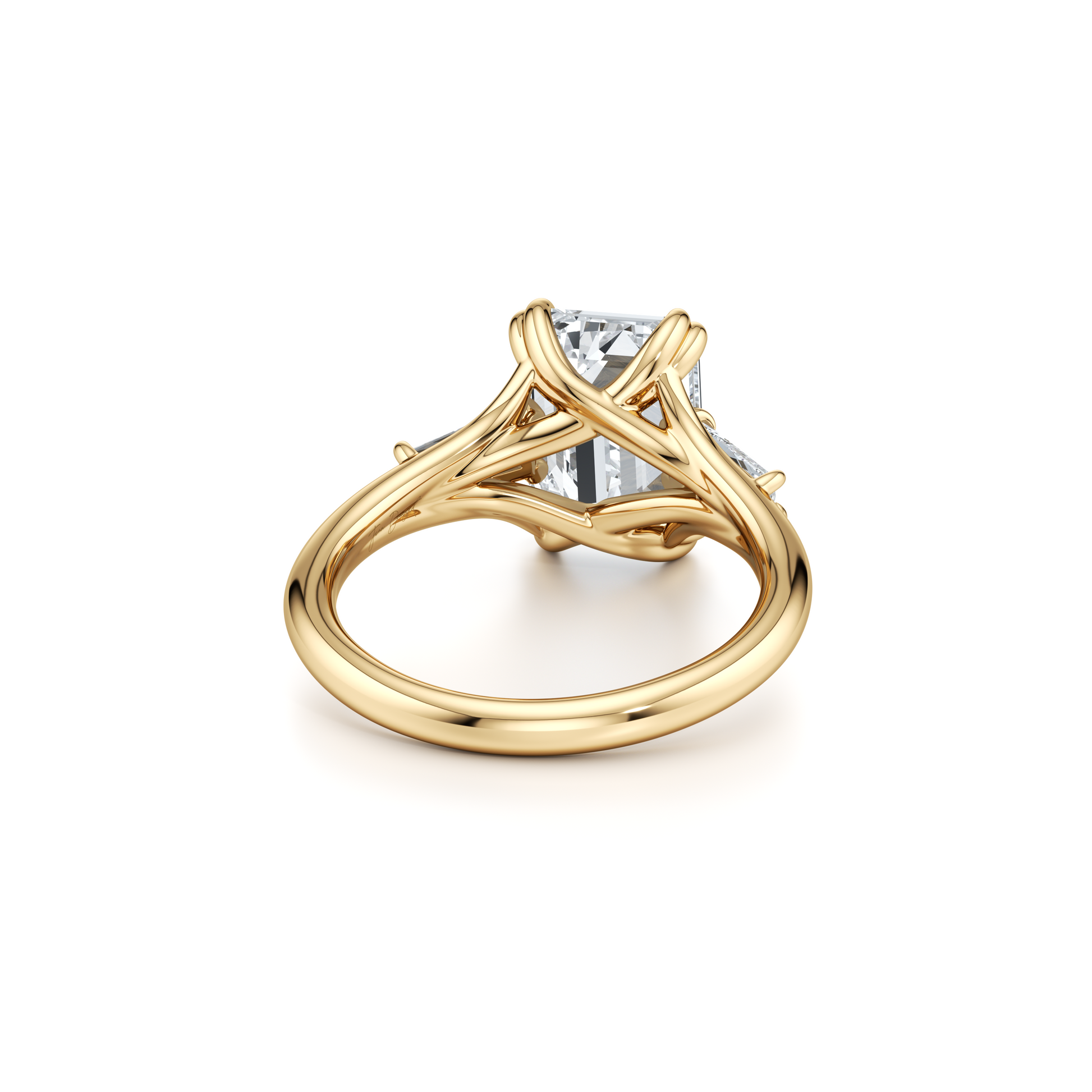High Jewelry | Jane Emerald Three Stone Engagement Ring - view 3