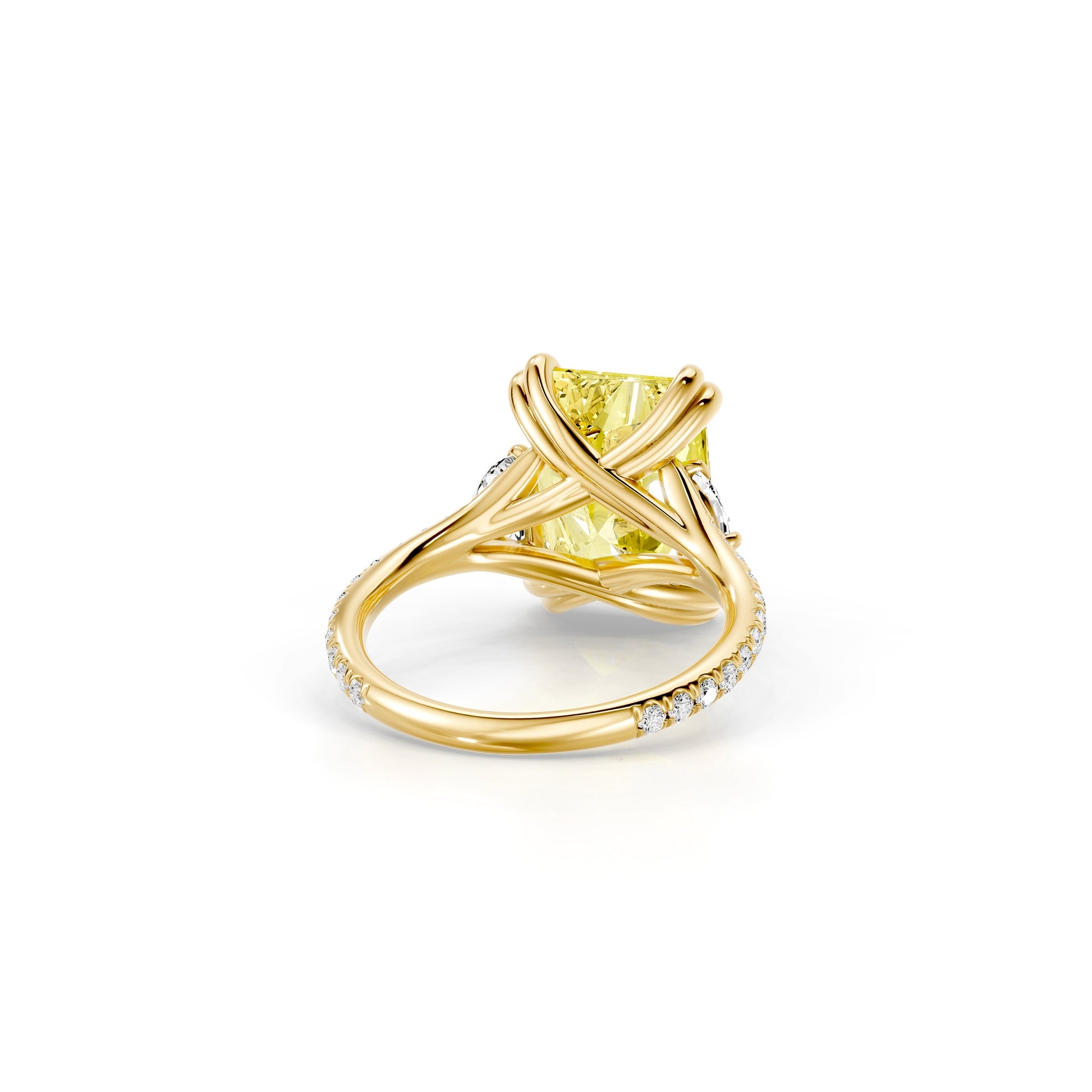 High Jewelry | Jane Radiant Yellow Diamond Three Stone Engagement Ring - view 8
