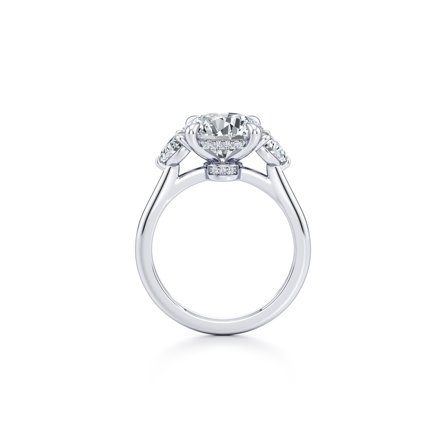 Chelsea Heart Cushion Three Stone Lab Diamond Engagement Ring - view 3