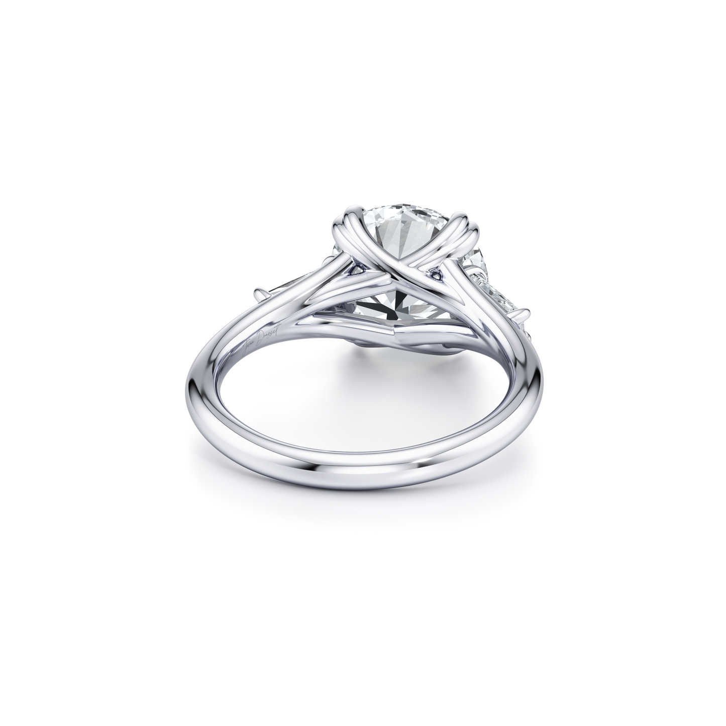 Jane Tapered Baguette Pear Three Stone Lab Diamond Engagement Ring - view 3