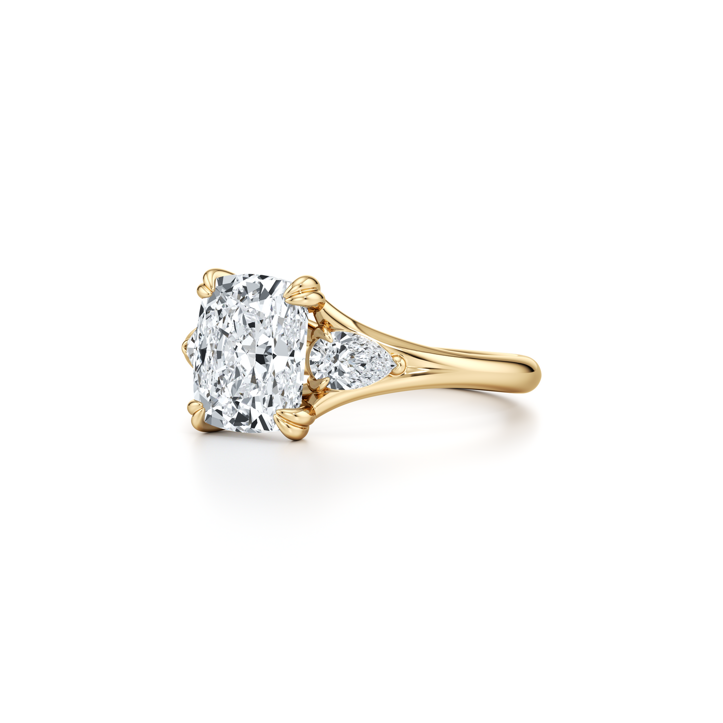 Jane Elongated Cushion Cut Three Stone Lab Diamond Engagement Ring - view 3