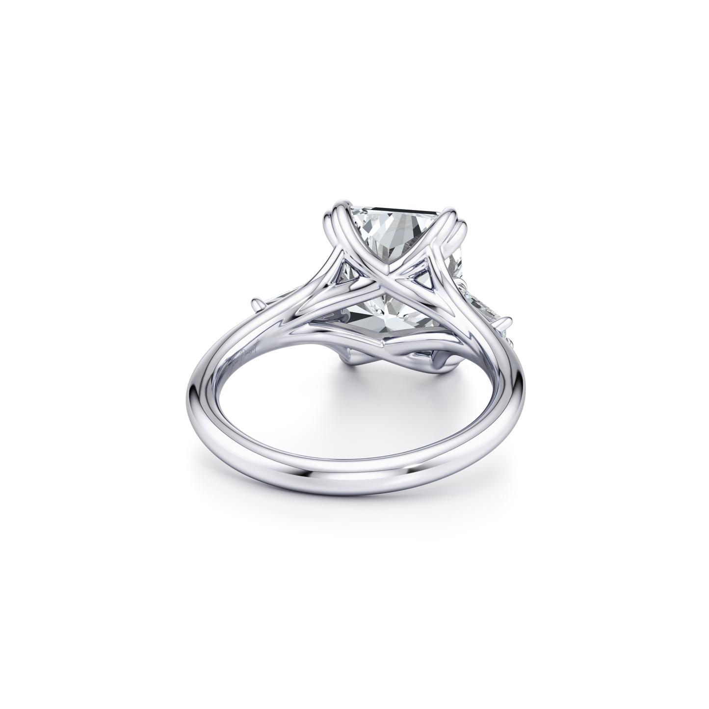 Jane Radiant Three Stone Engagement Ring - view 8