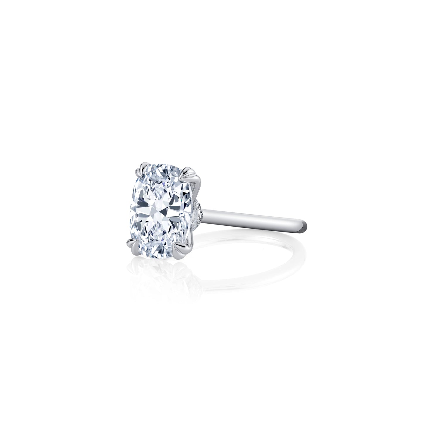 Kate Elongated Cushion Solitaire Lab Diamond Engagement Ring - view 2
