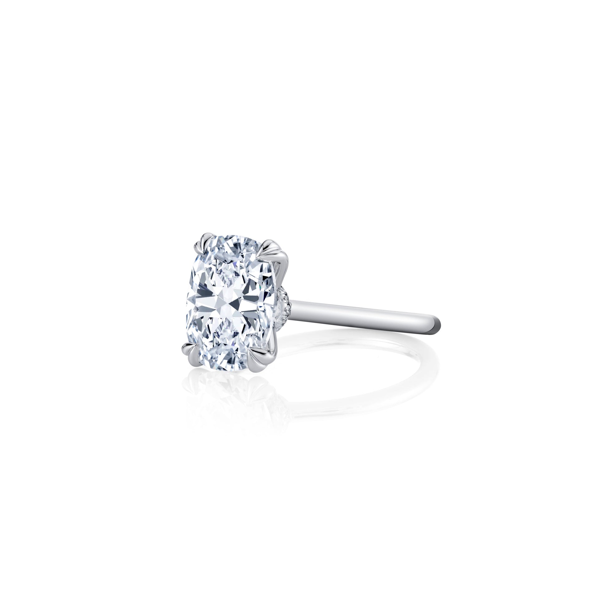 Kate Elongated Cushion Solitaire Lab Diamond Engagement Ring - view 2