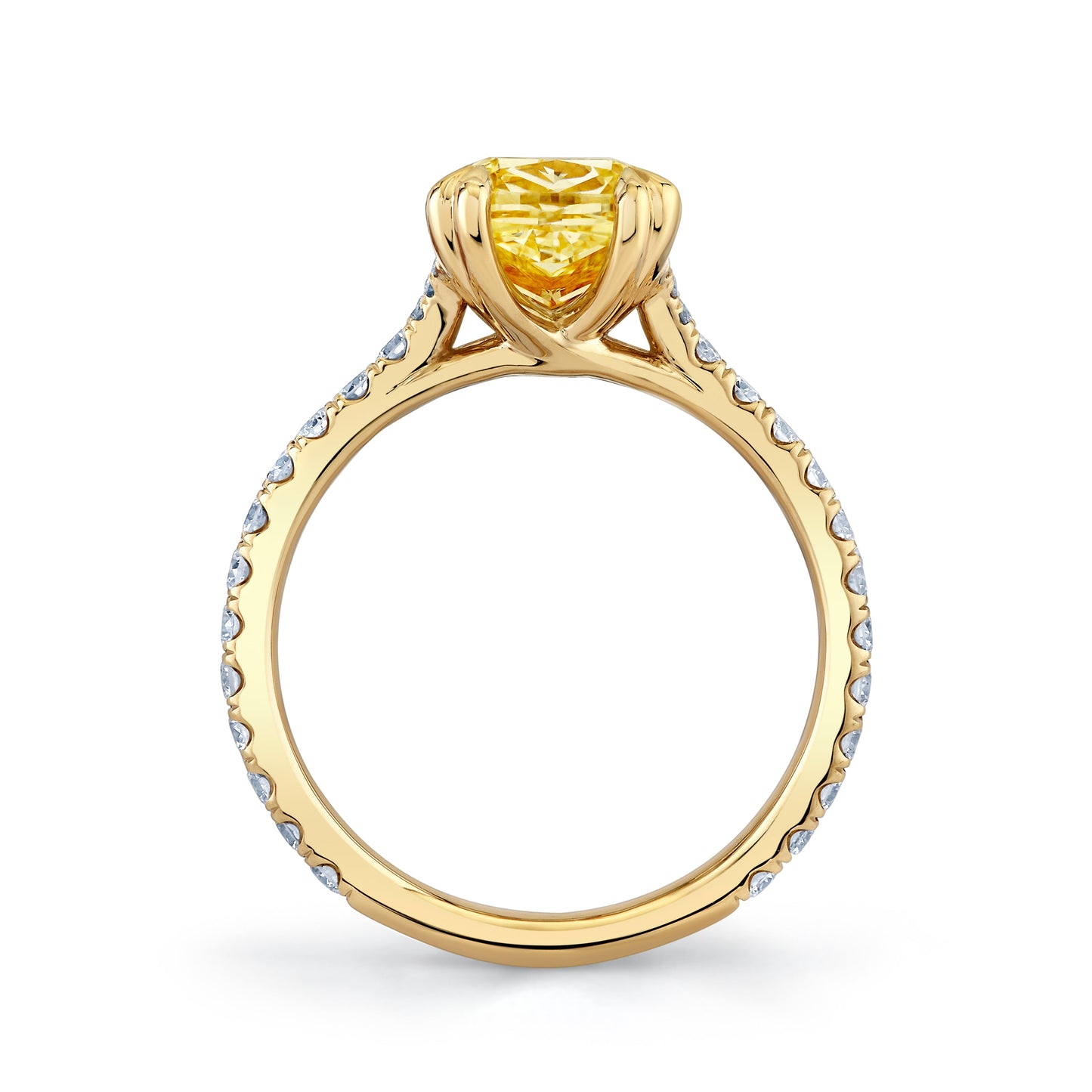 Elle Cushion Solitaire Lab Yellow Diamond Engagement Ring - view 9