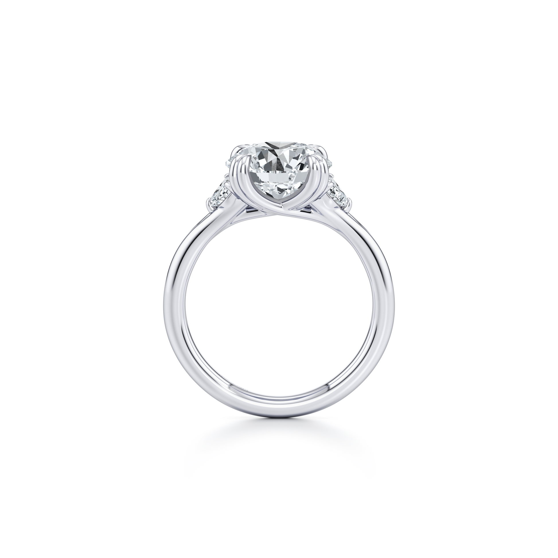 Jane Half Moon Radiant Three Stone Lab Diamond Engagement Ring - view 4