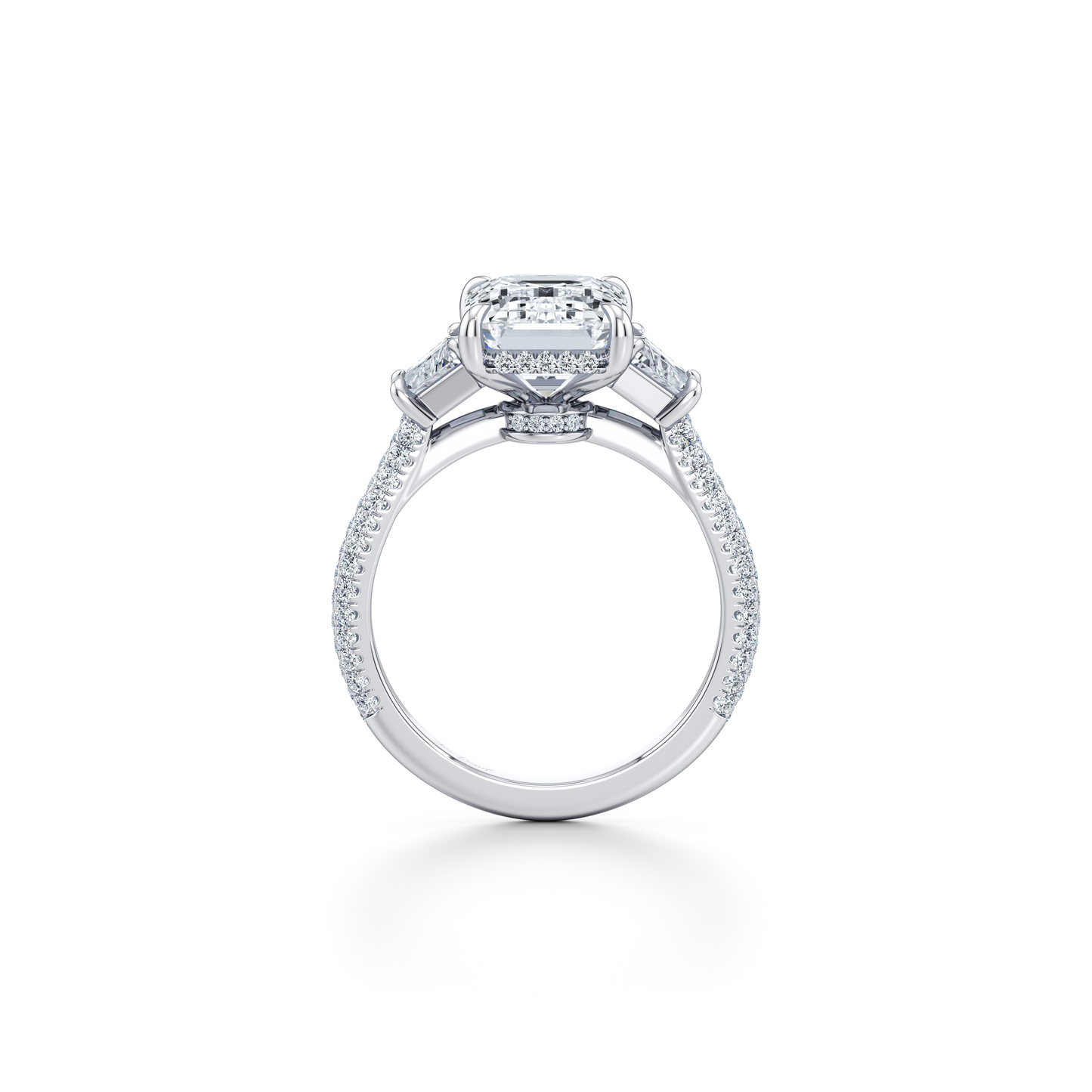 Chelsea Emerald Three Stone Engagement Ring - view 7