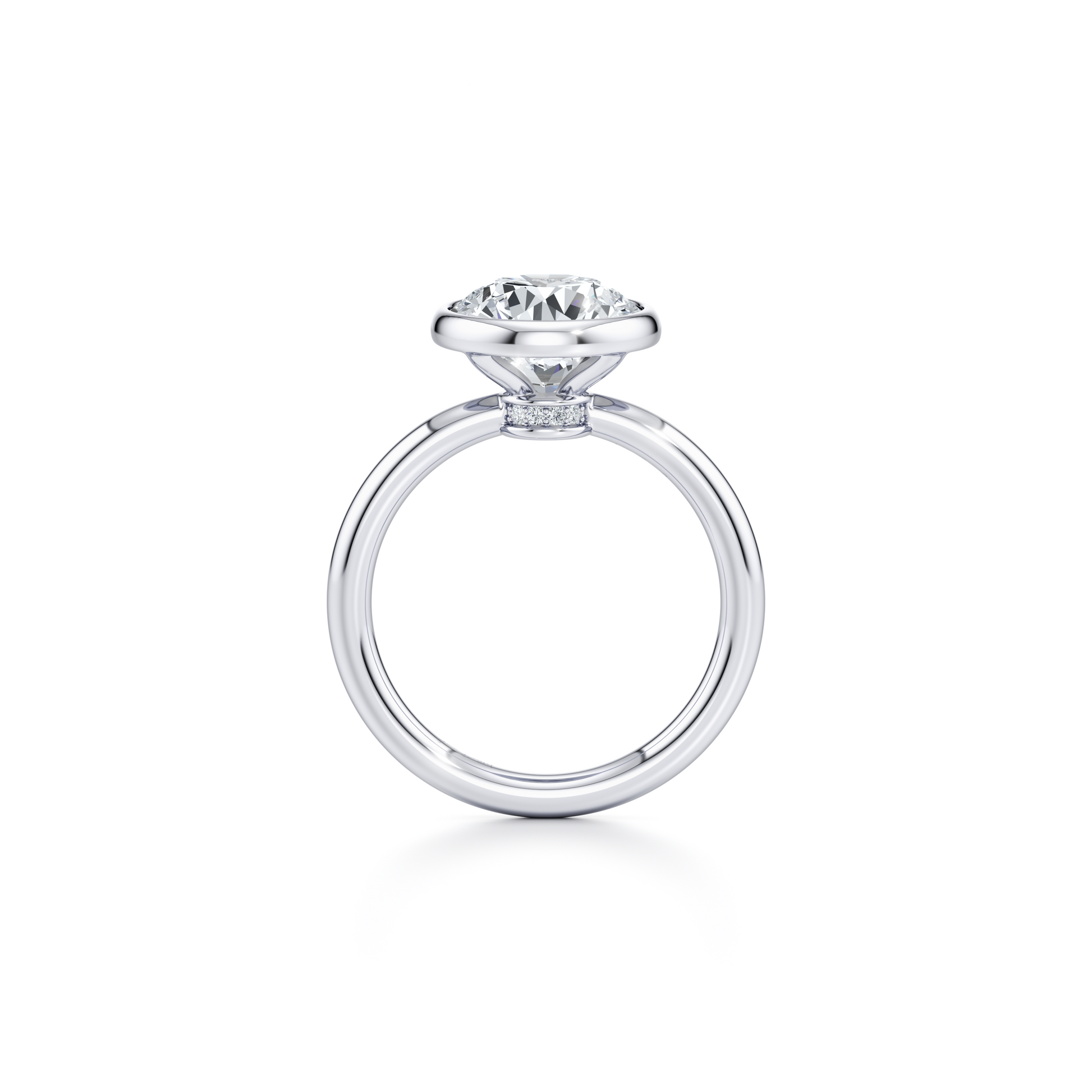 Audrey Bezel Cushion Solitaire Lab Diamond Engagement Ring - view 3