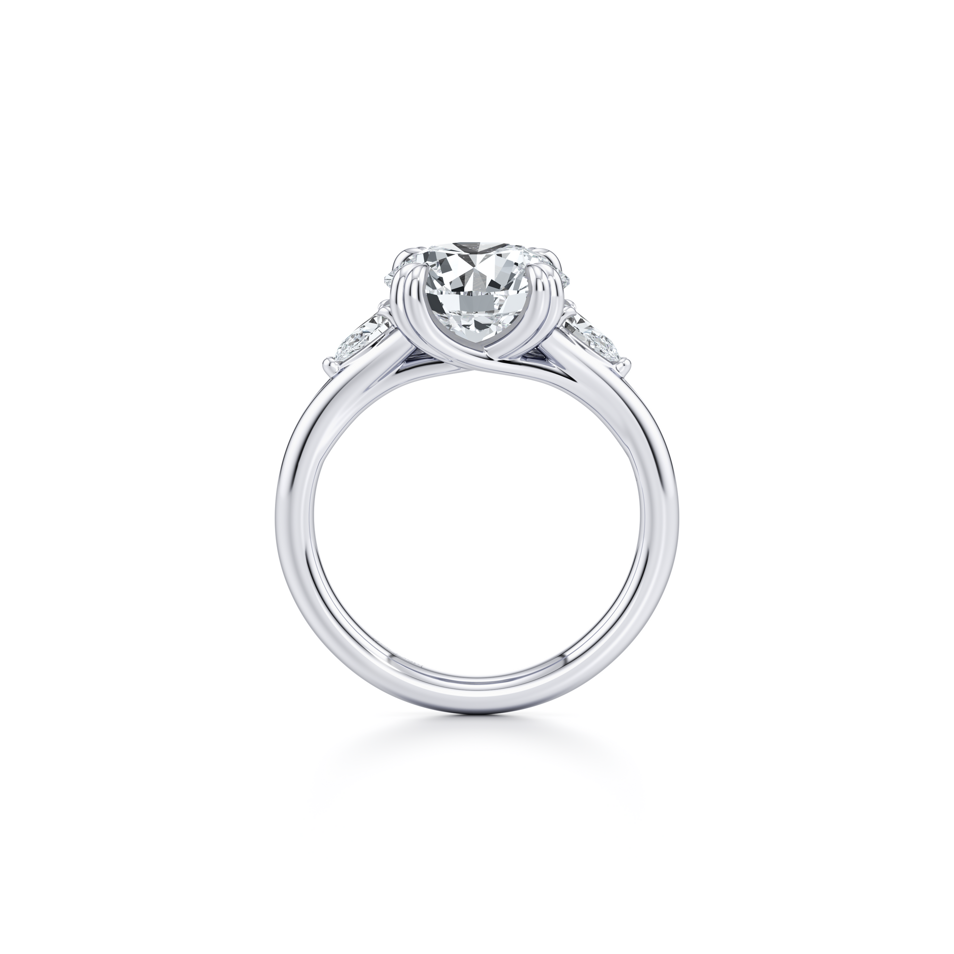 Jane Pear Pear Three Stone Lab Diamond Engagement Ring - view 4