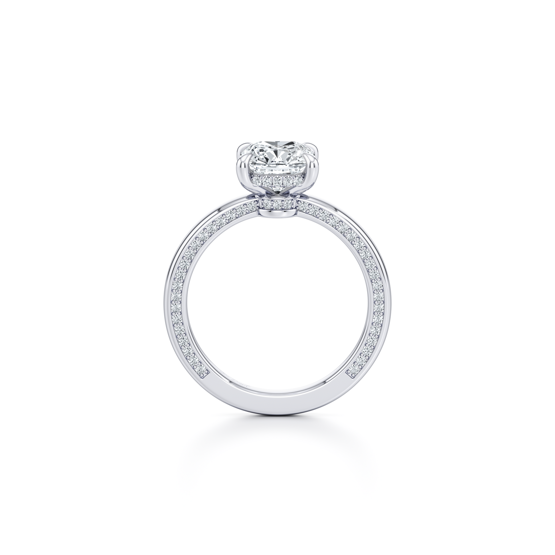 Hayden Signature Antique Cushion Solitaire Lab Diamond Engagement Ring - view 3