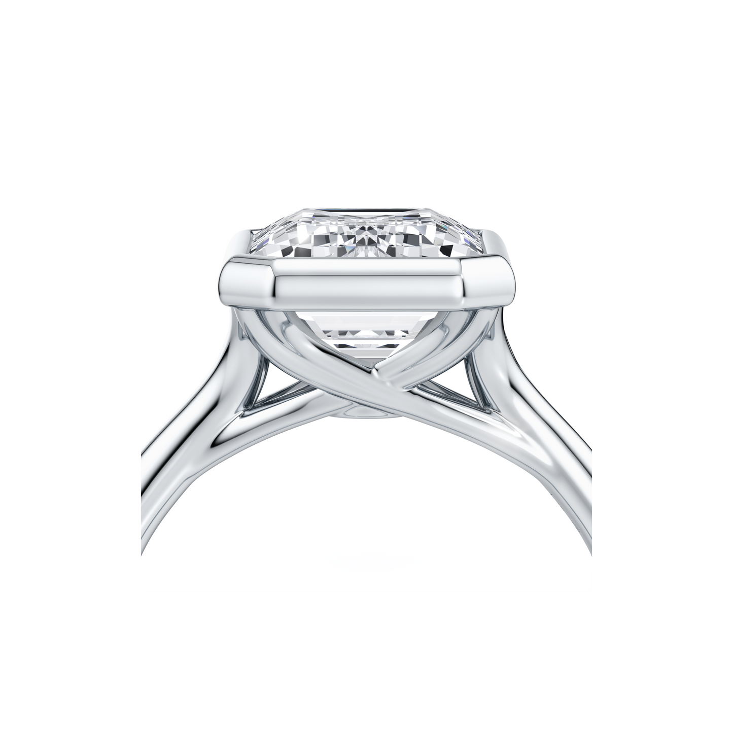 Elle Emerald Bezel Lab Diamond Engagement Ring - view 4