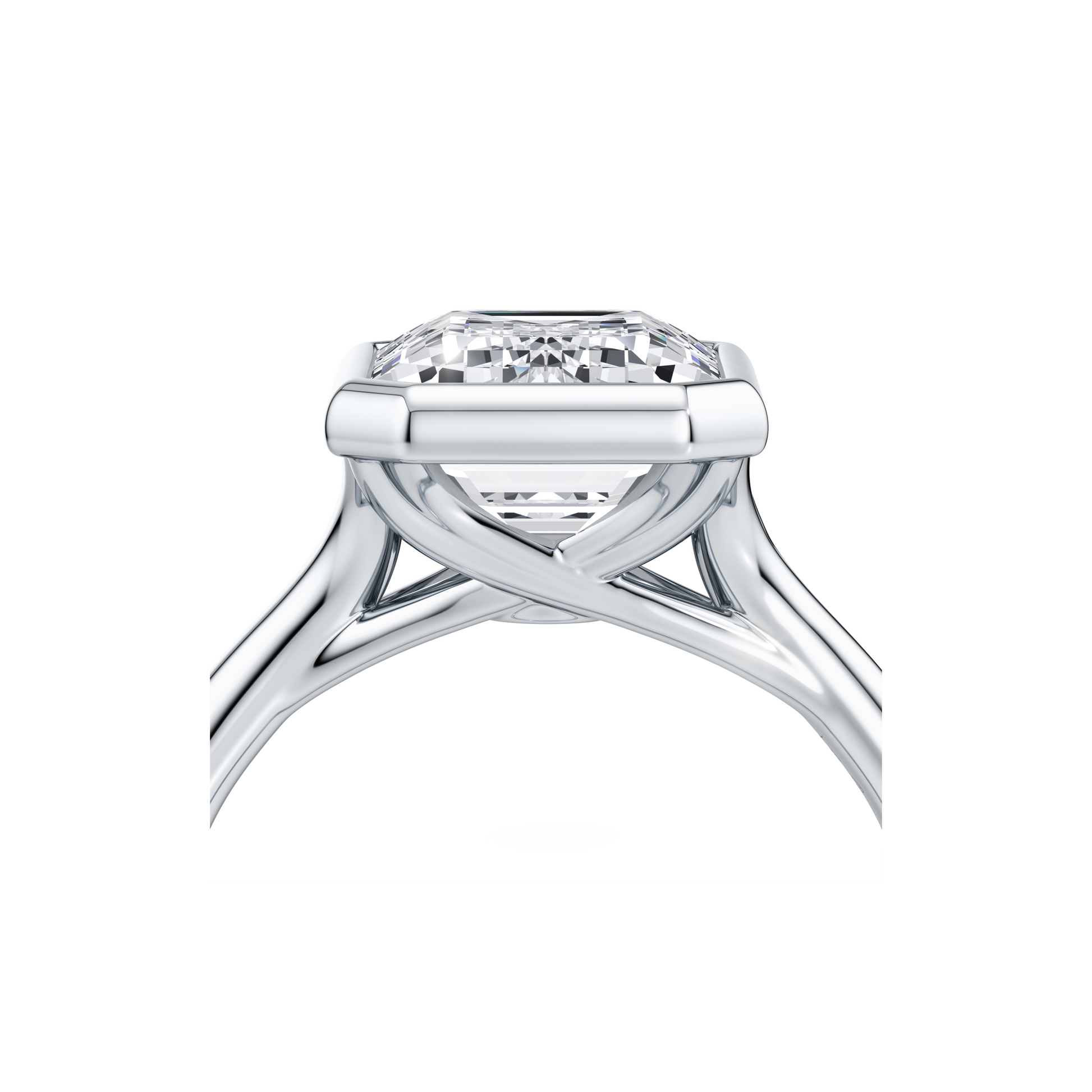 Elle Emerald Bezel Lab Diamond Engagement Ring - view 4