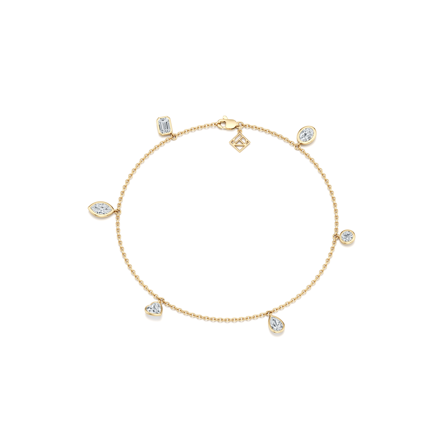 Bezel Set Lab Diamond Charm Bracelet - view 4