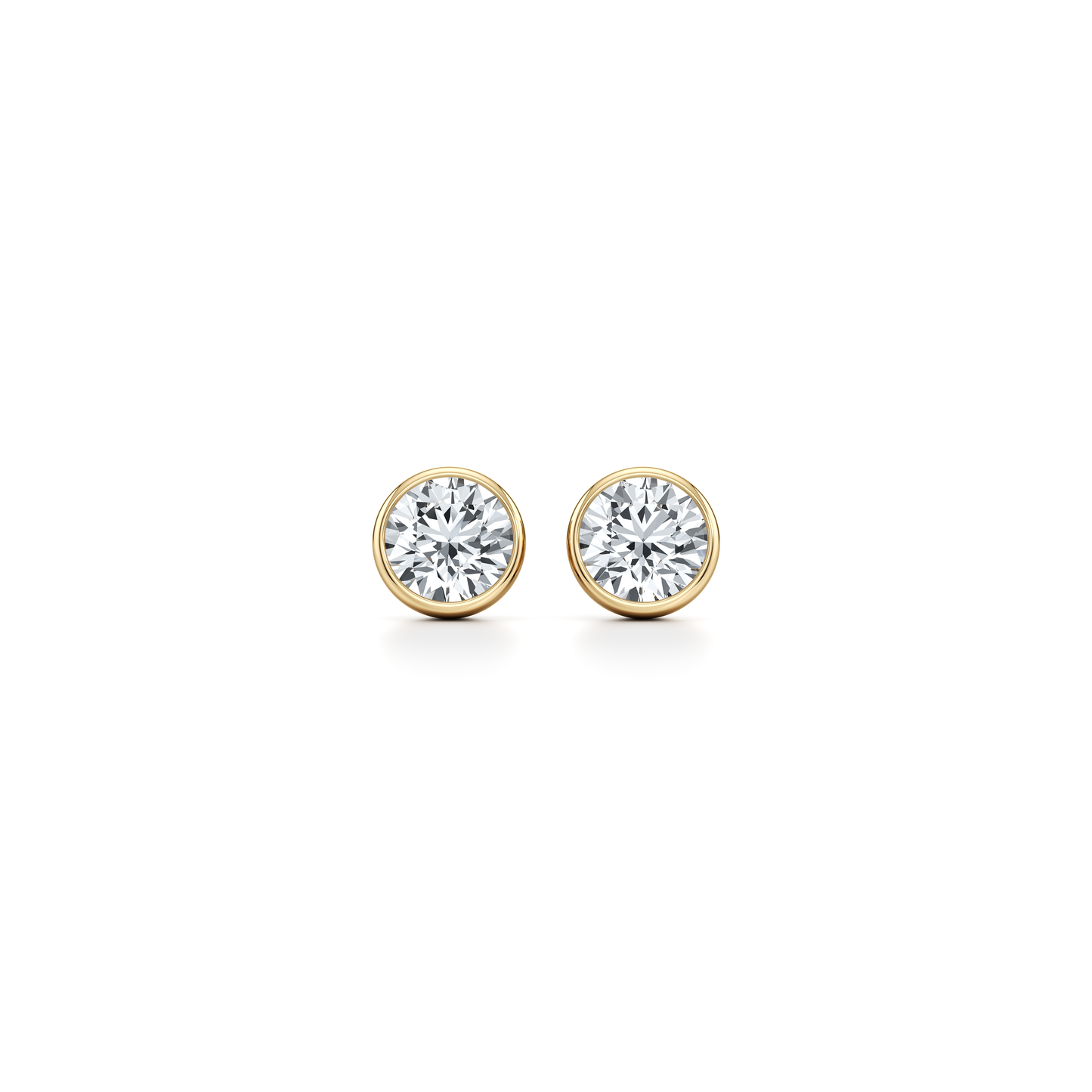 Bezel Set Lab Diamond Round Brilliant Studs - view 4