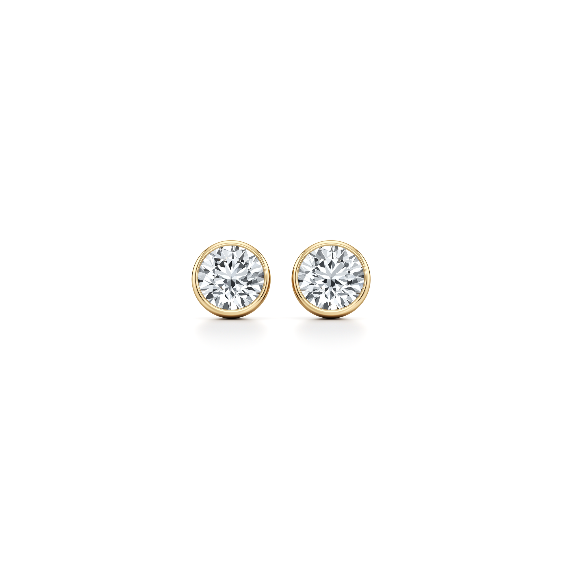 Bezel Set Lab Diamond Round Brilliant Studs - view 4