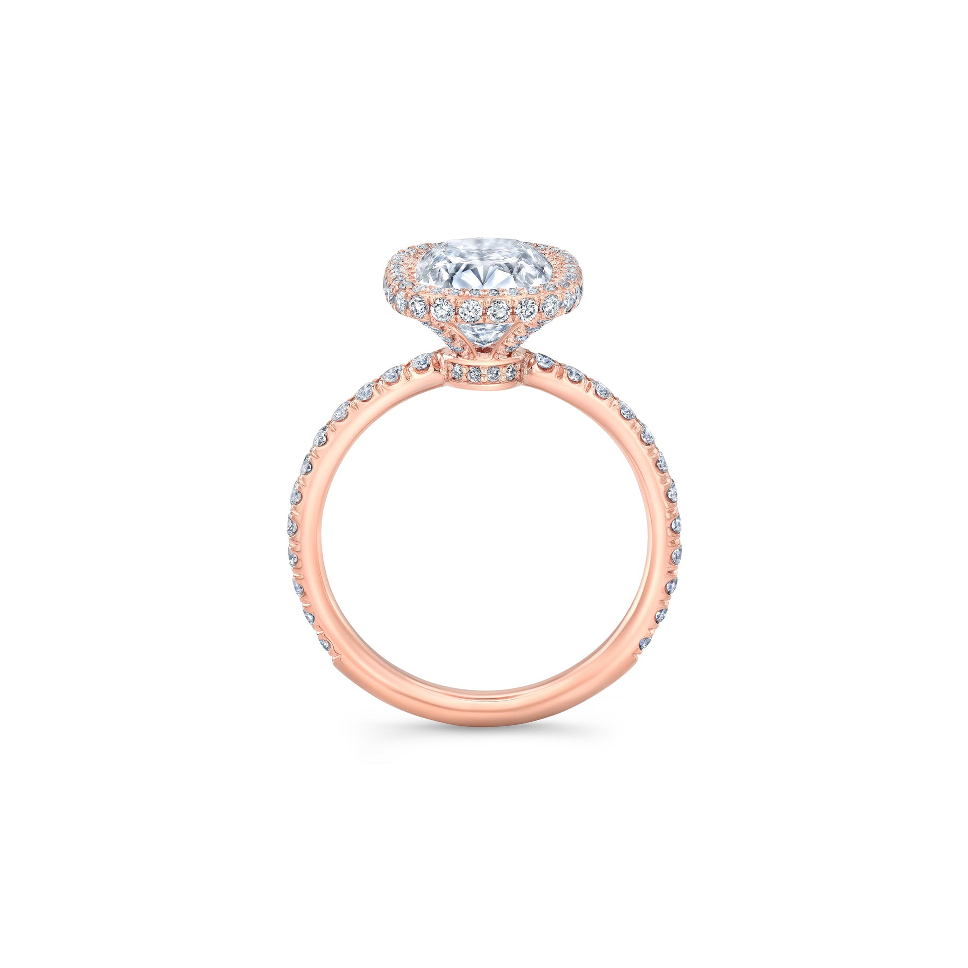 Alyssa Antique Cushion Invisible Halo Lab Diamond Engagement Ring - view 3