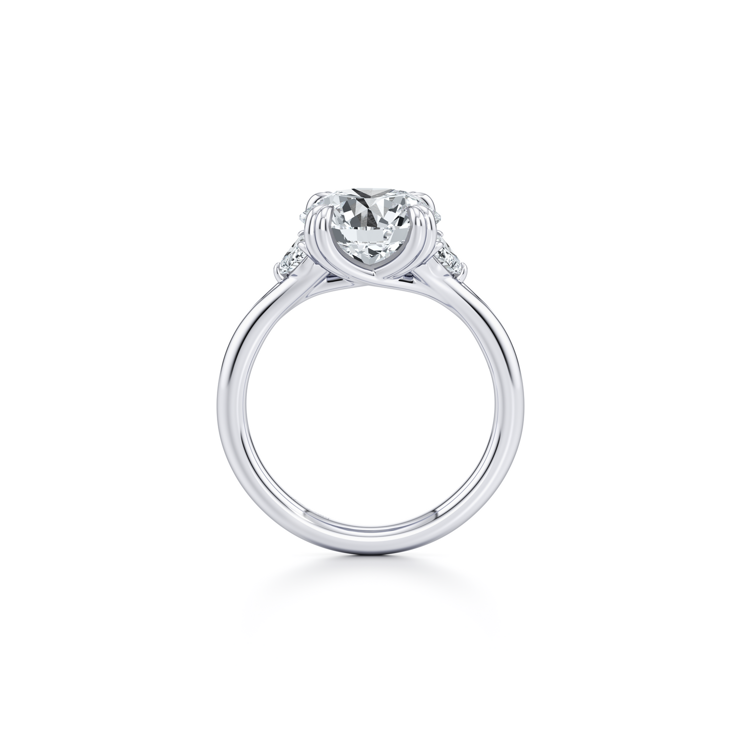 Jane Half Moon Round Three Stone Lab Diamond Engagement Ring - view 4