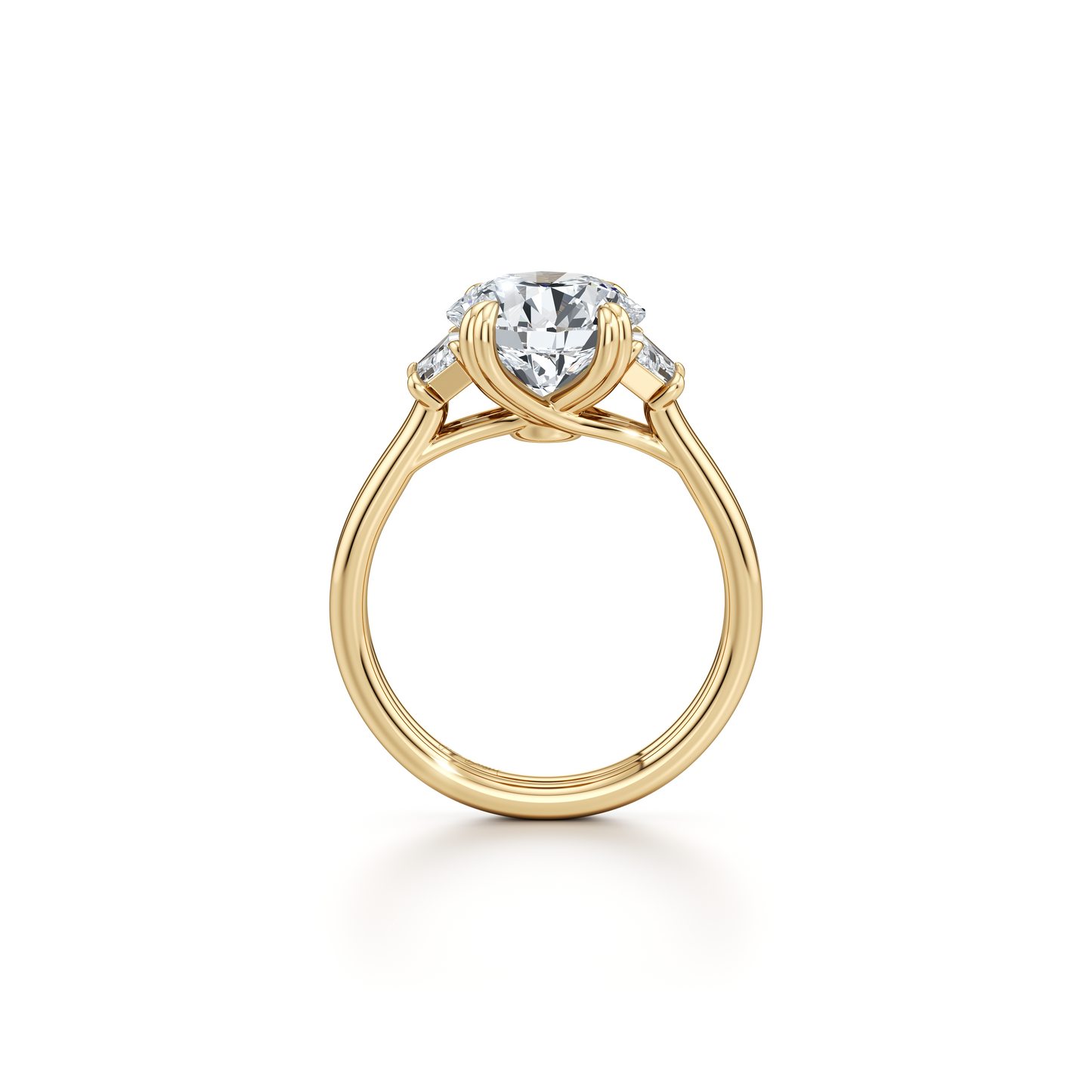 Elle Trapezoid Radiant Three Stone Double Lab Diamond Engagement Ring - view 3