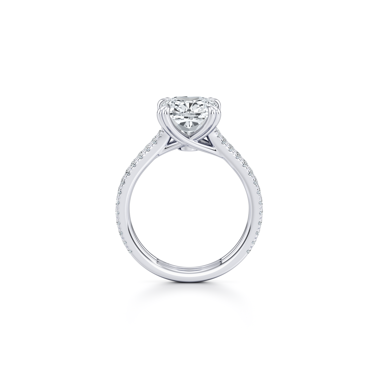 Elle East-West Antique Cushion Solitaire Lab Diamond Engagement Ring - view 4