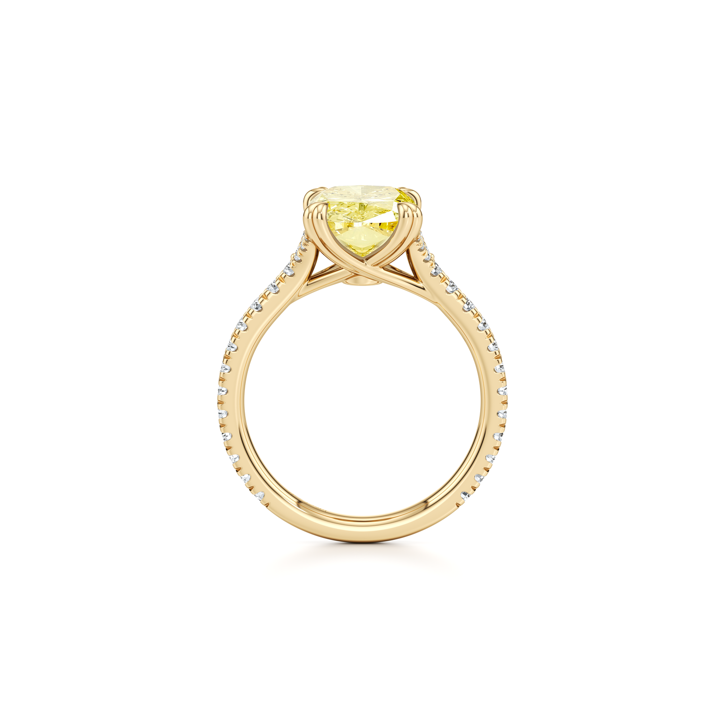 Elle Elongated Cushion Cut Solitaire Yellow Diamond Engagement Ring - view 3