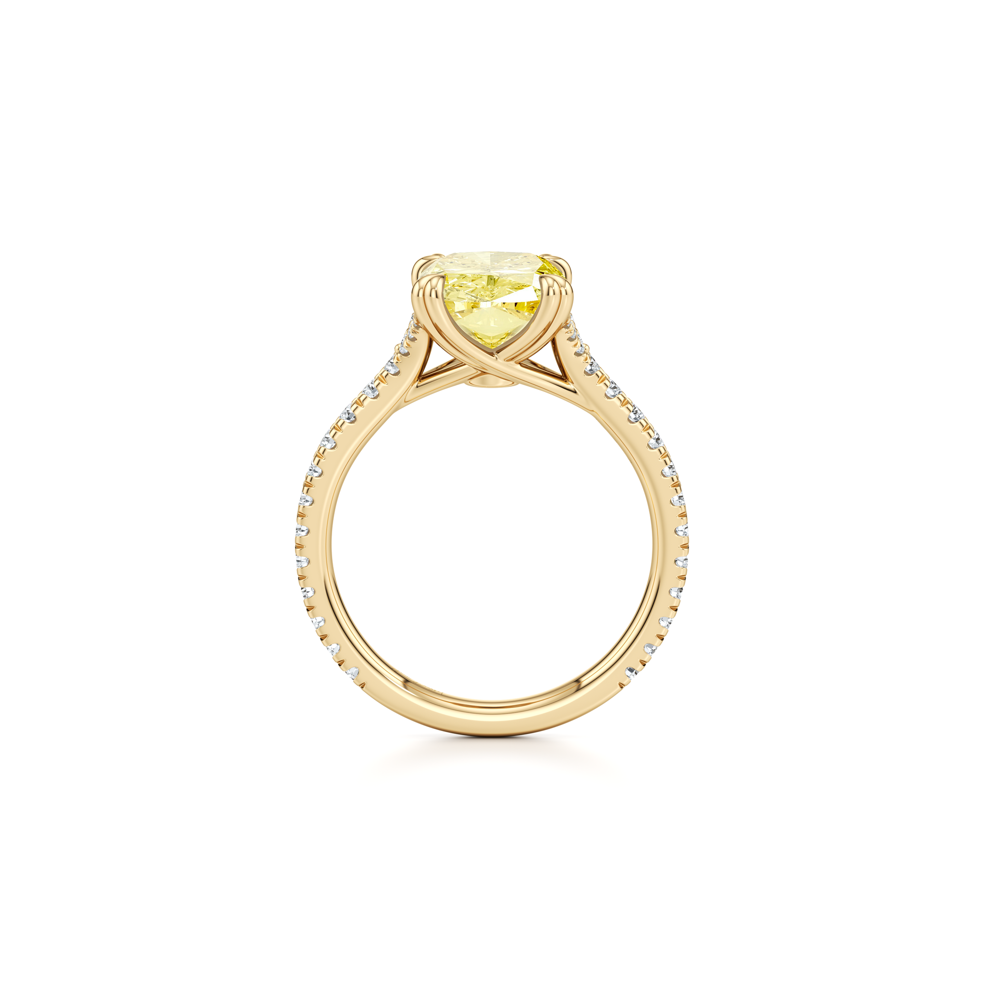 Elle Elongated Cushion Cut Solitaire Yellow Diamond Engagement Ring - view 3
