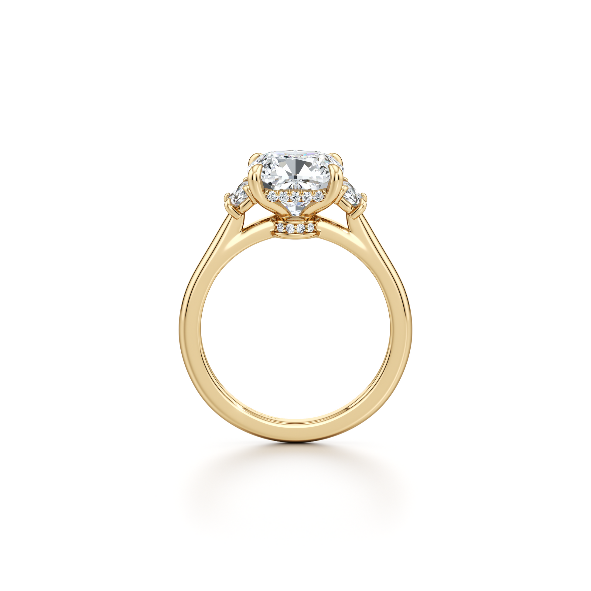 Chelsea Antique Cushion Cut Three Stone Lab Diamond Engagement Ring - view 3