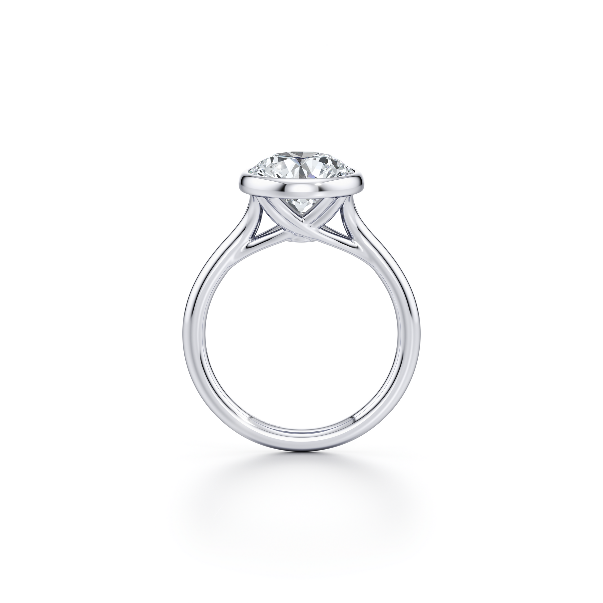 Elle Bezel Pear Solitaire Lab Diamond Engagement Ring - view 3