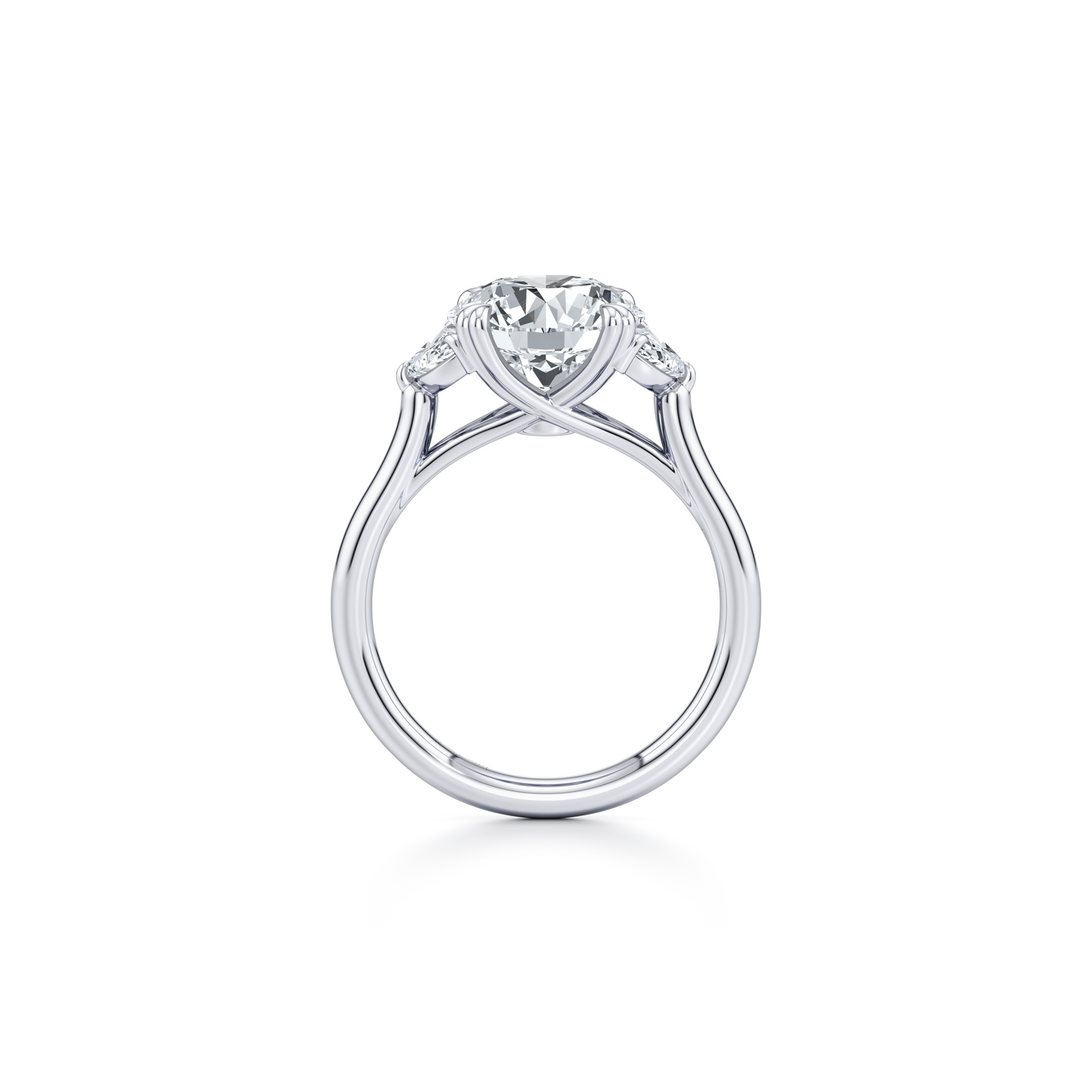 Elle Half Moon Radiant Three Stone Lab Diamond Engagement Ring - view 3