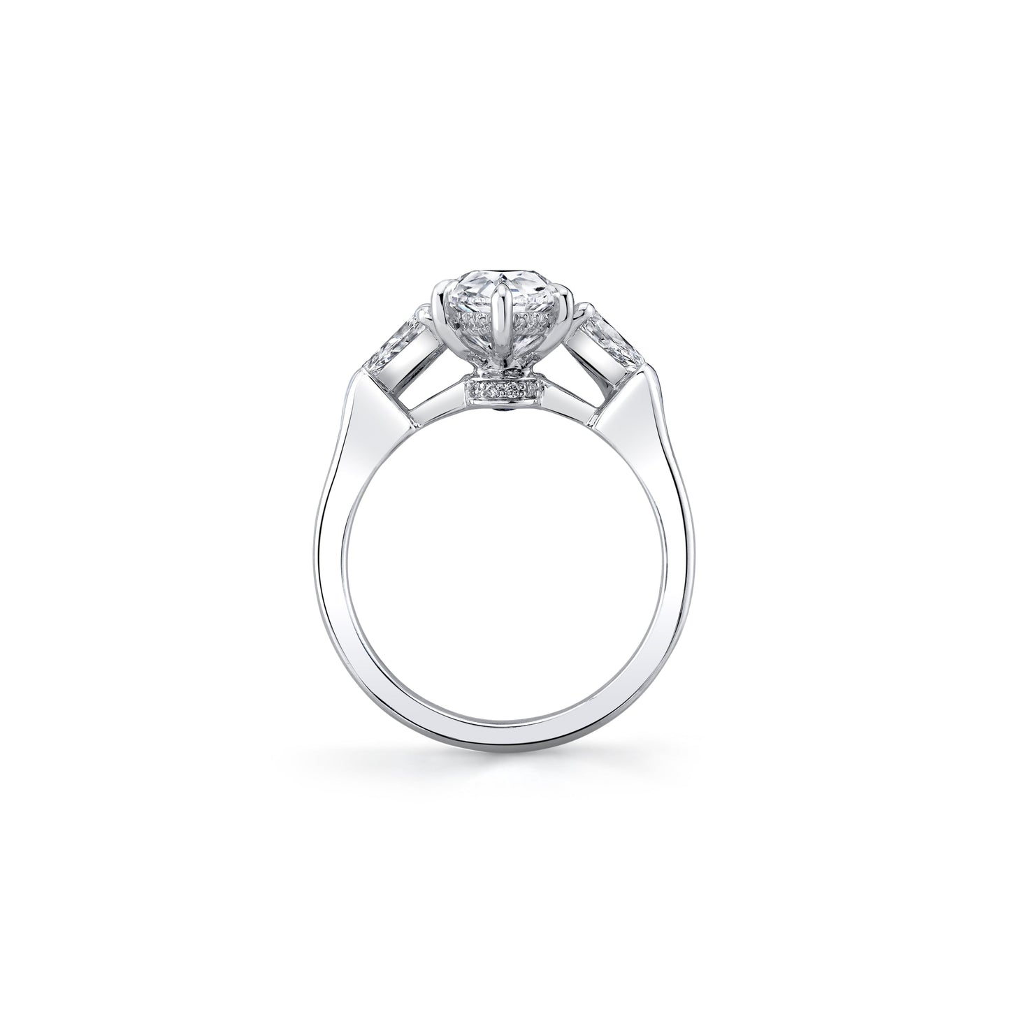 Chelsea Pear Pear Three Stone Lab Diamond Engagement Ring - view 3