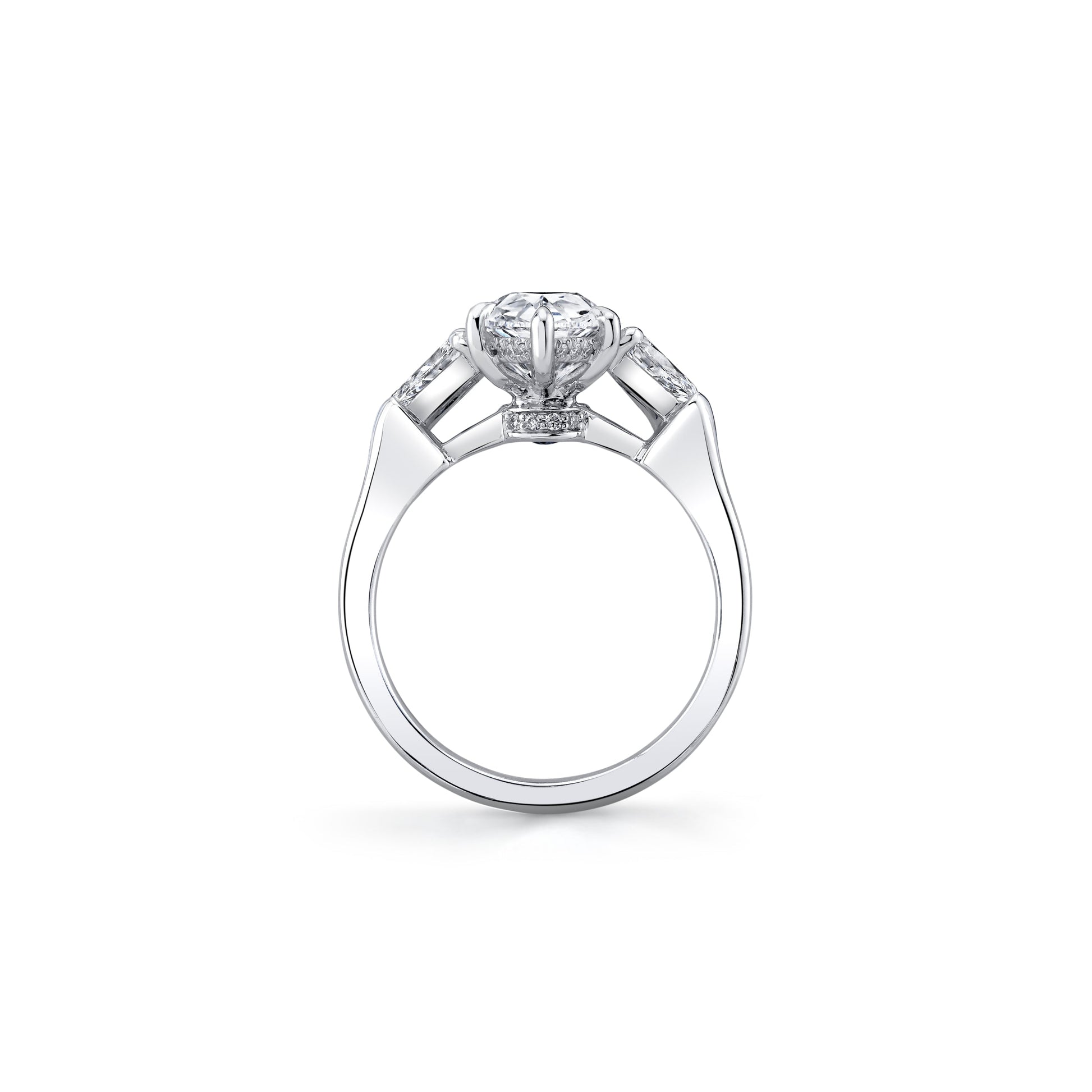 Chelsea Pear Pear Three Stone Lab Diamond Engagement Ring - view 3