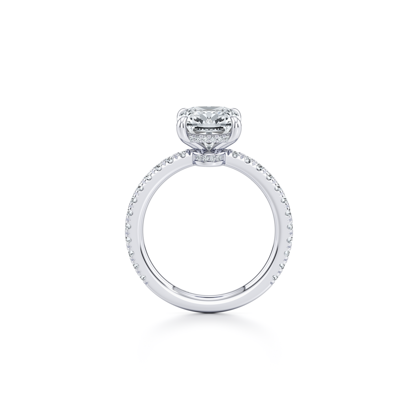 Audrey Antique Cushion Cut Solitaire Lab Diamond Engagement Ring - view 7