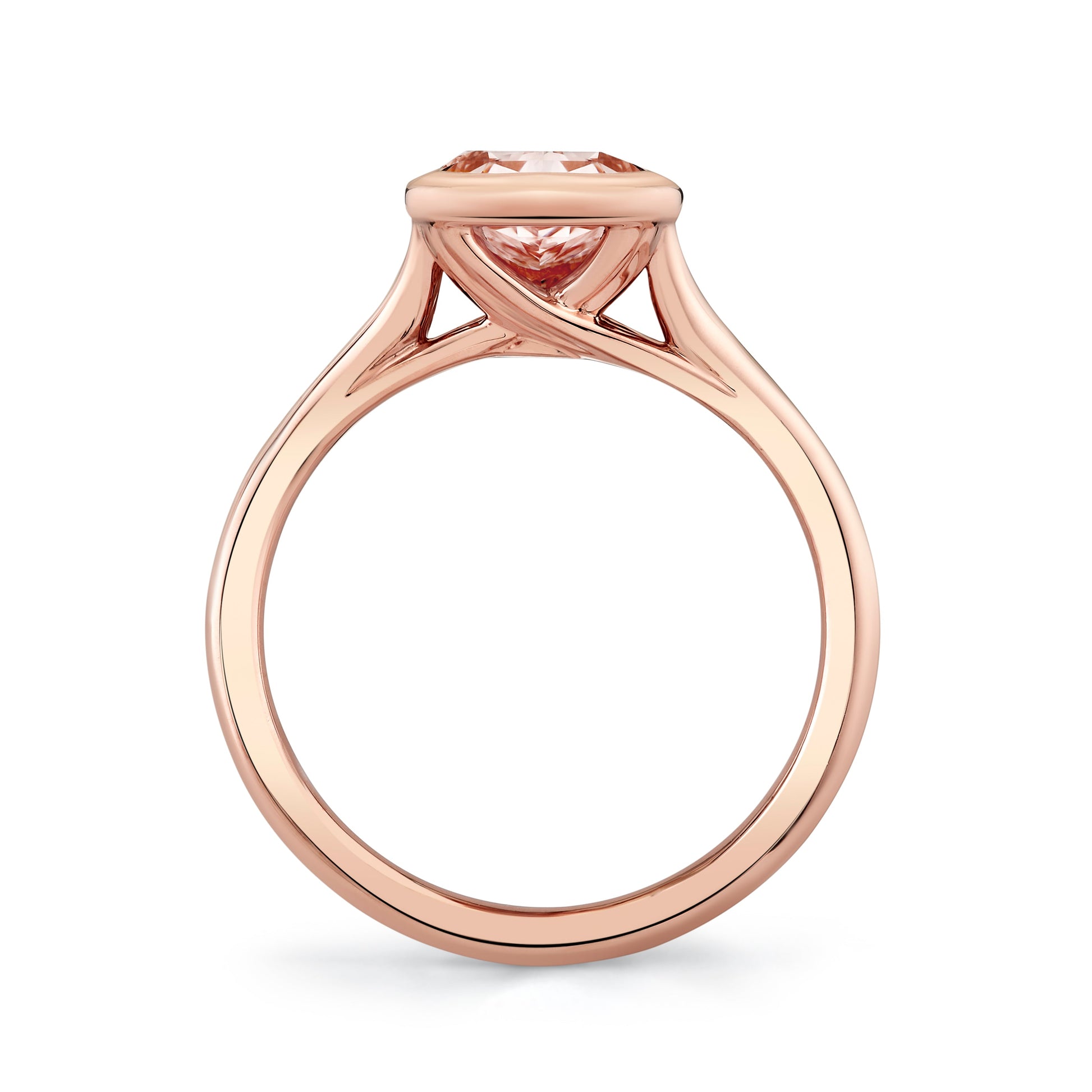 Elle Cushion Dual Bezel Lab Pink Diamond Engagement Ring - view 7