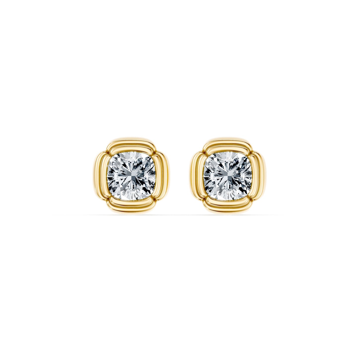 Doree Lab Diamond Cushion Studs - view 4