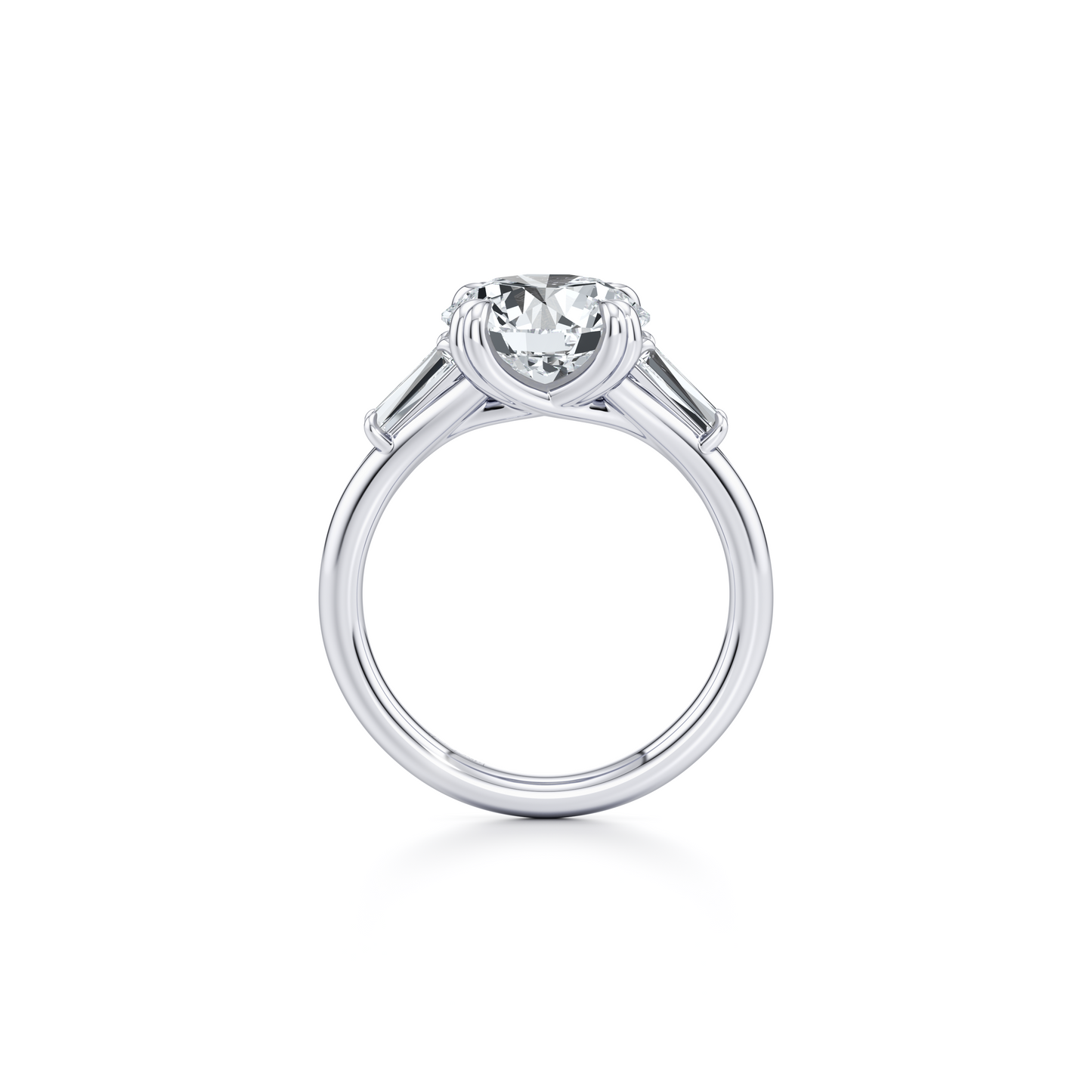 Jane Tapered Baguette Oval Three Stone Lab Diamond Engagement Ring - view 4
