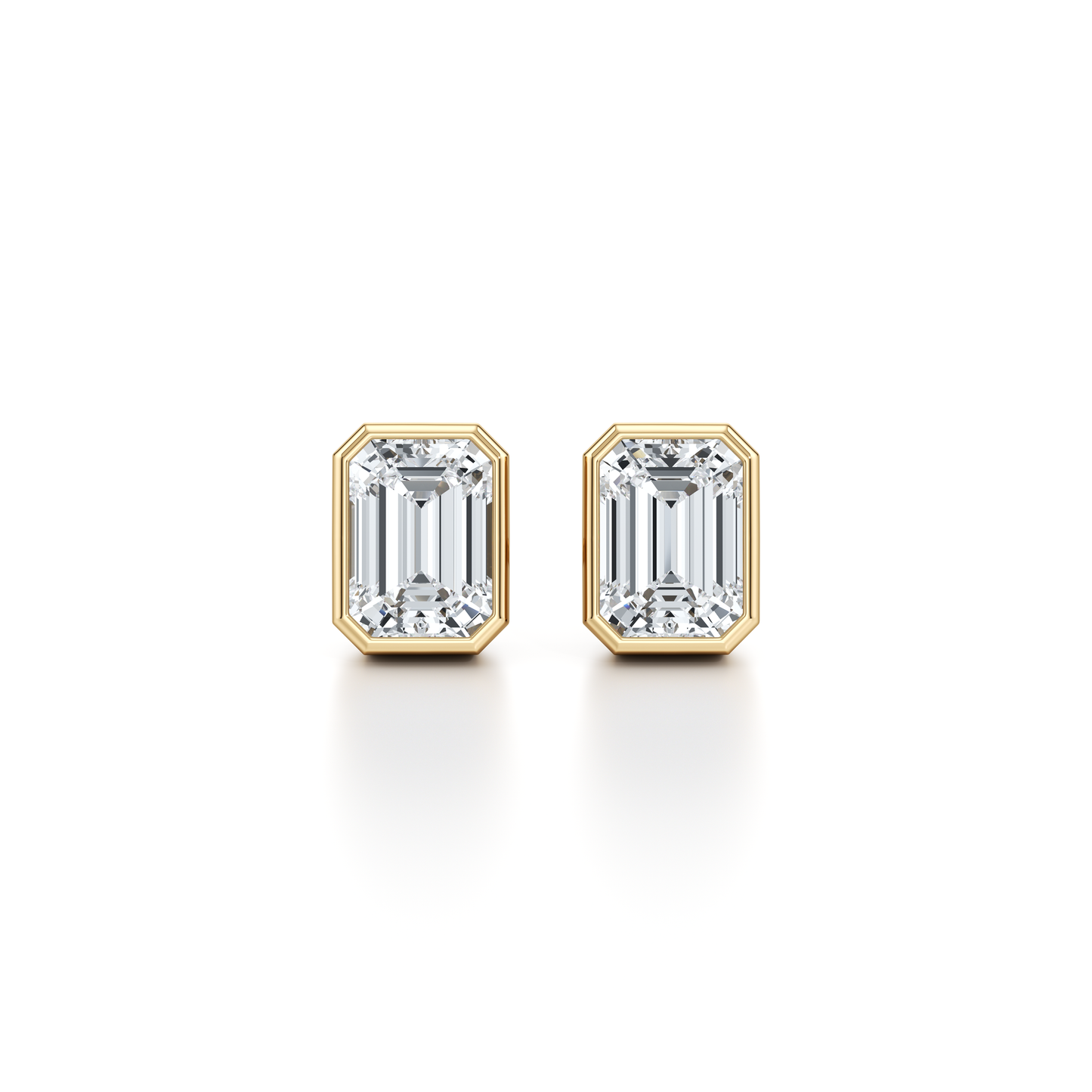 Bezel Set Lab Diamond Emerald Studs - view 4