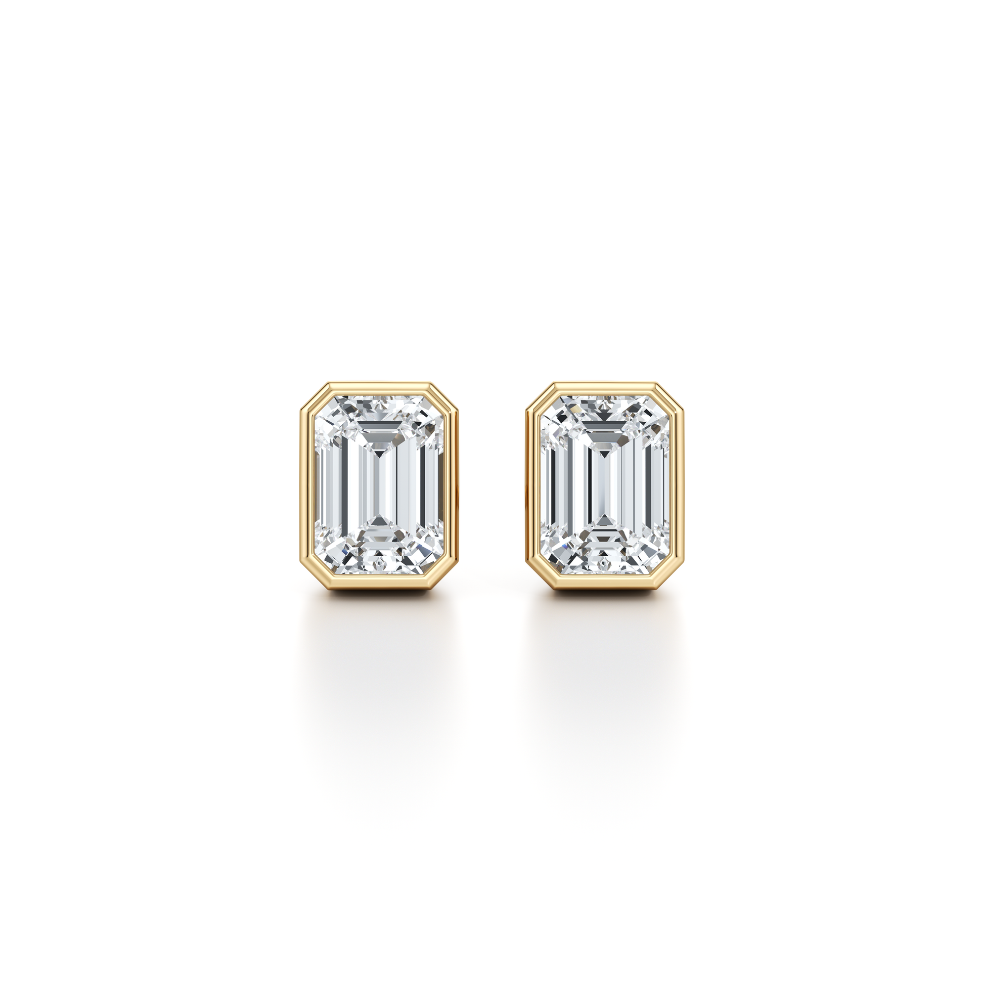 Bezel Set Lab Diamond Emerald Studs - view 4