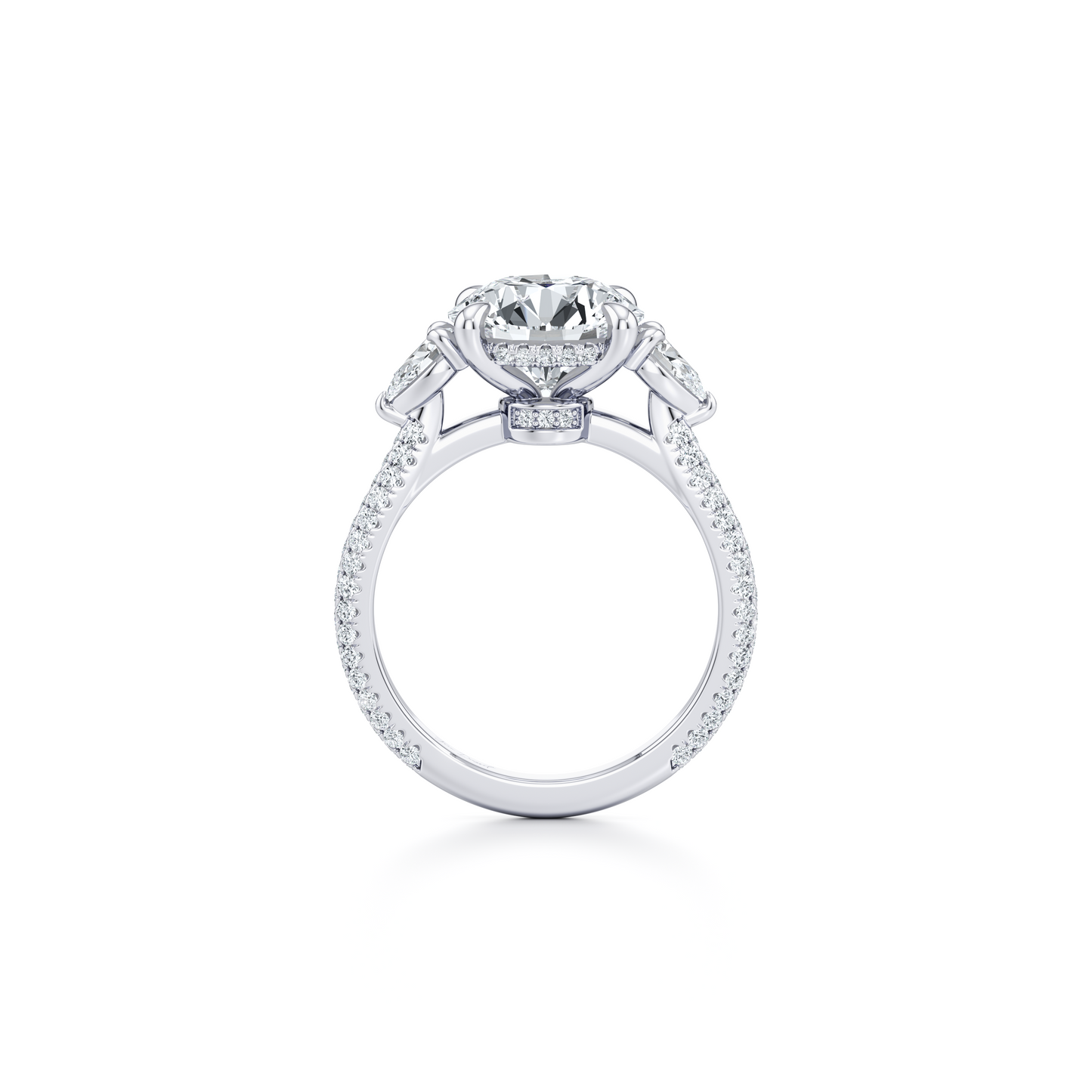 Chelsea Round Cut Three Stone Engagement Ring - view 3