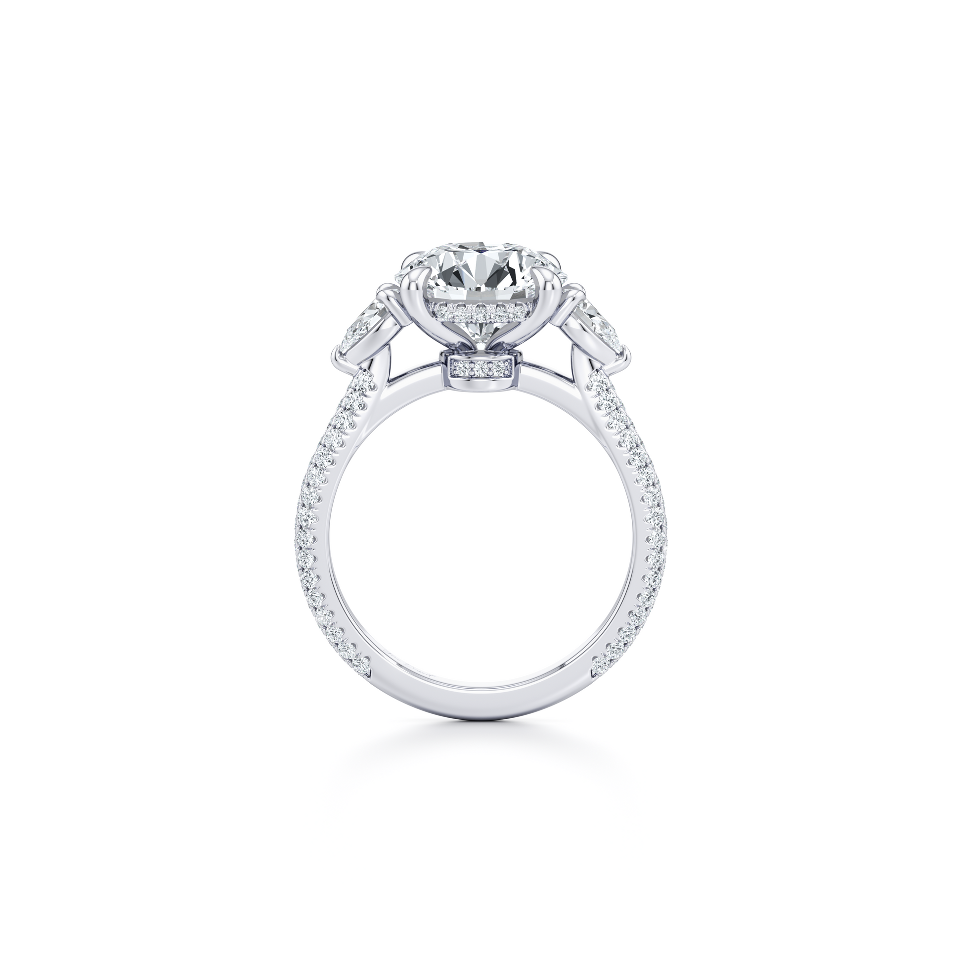 Chelsea Round Cut Three Stone Engagement Ring - view 3