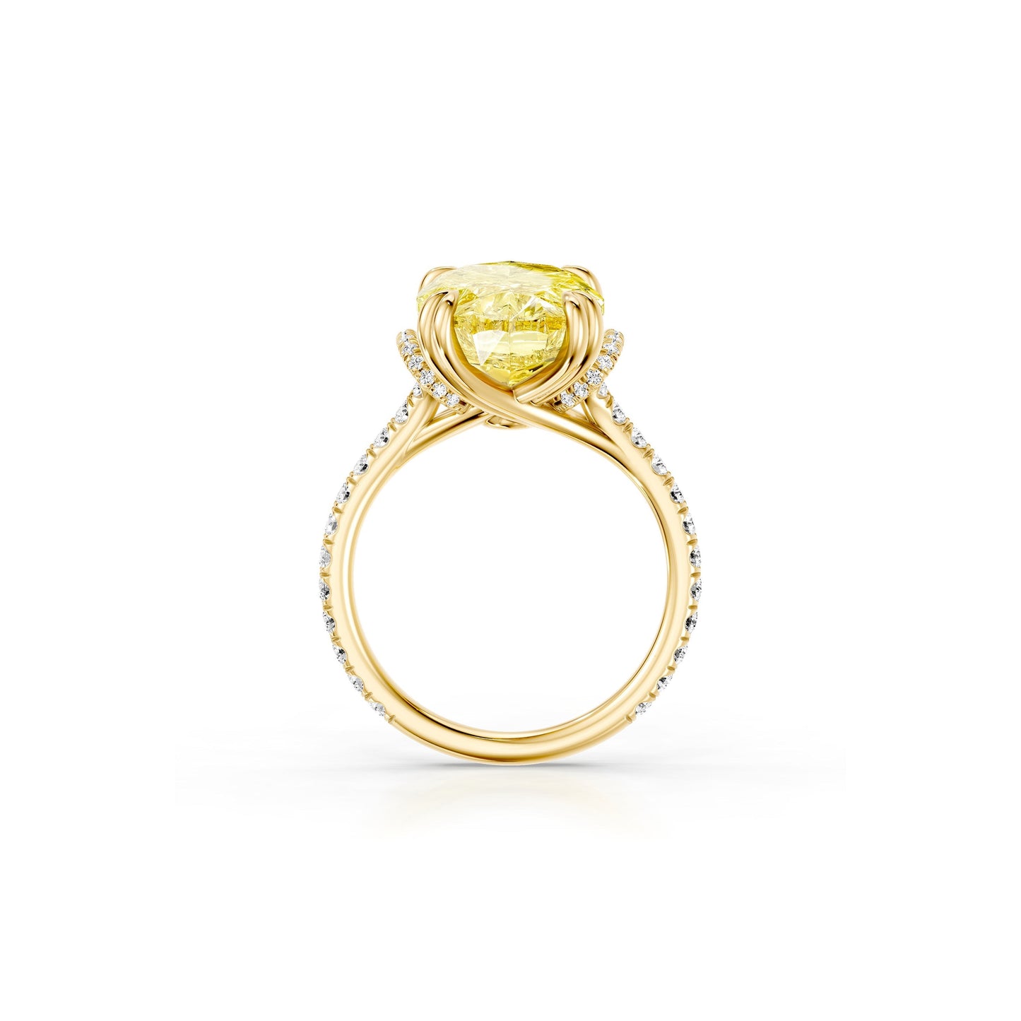 High Jewelry | Nathalie Oval Cut Yellow Diamond Solitaire Engagement Ring - view 4