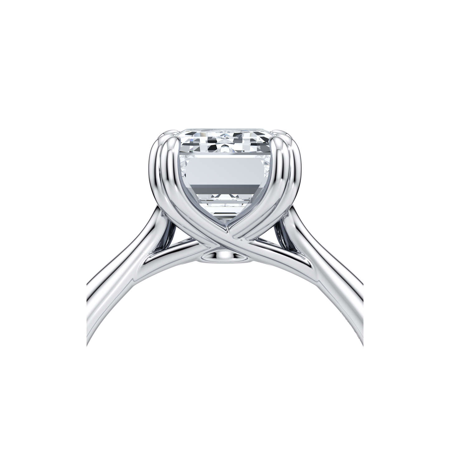 Elle Emerald Cut Solitaire Lab Diamond Engagement Ring - view 12