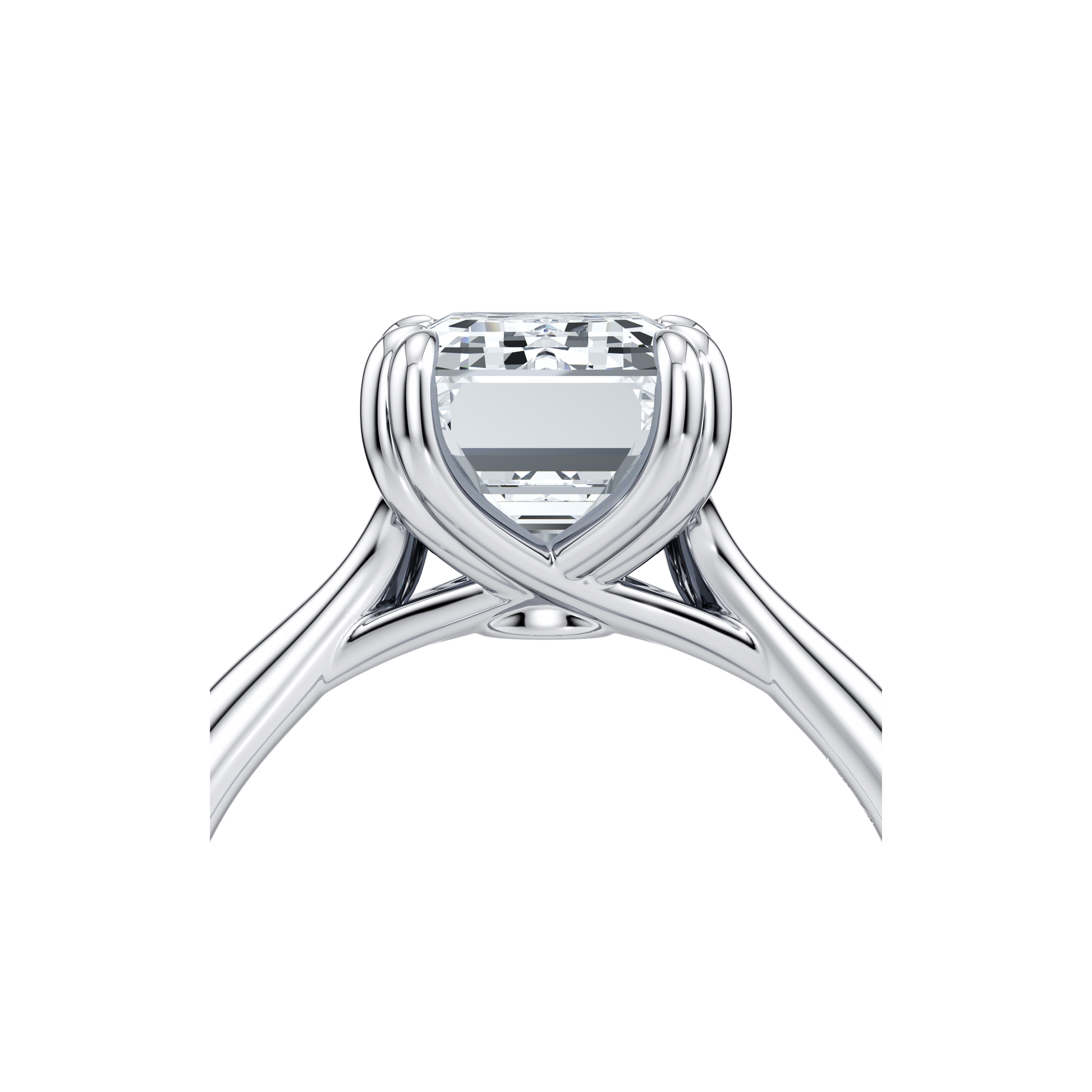 Elle Emerald Cut Solitaire Lab Diamond Engagement Ring - view 12
