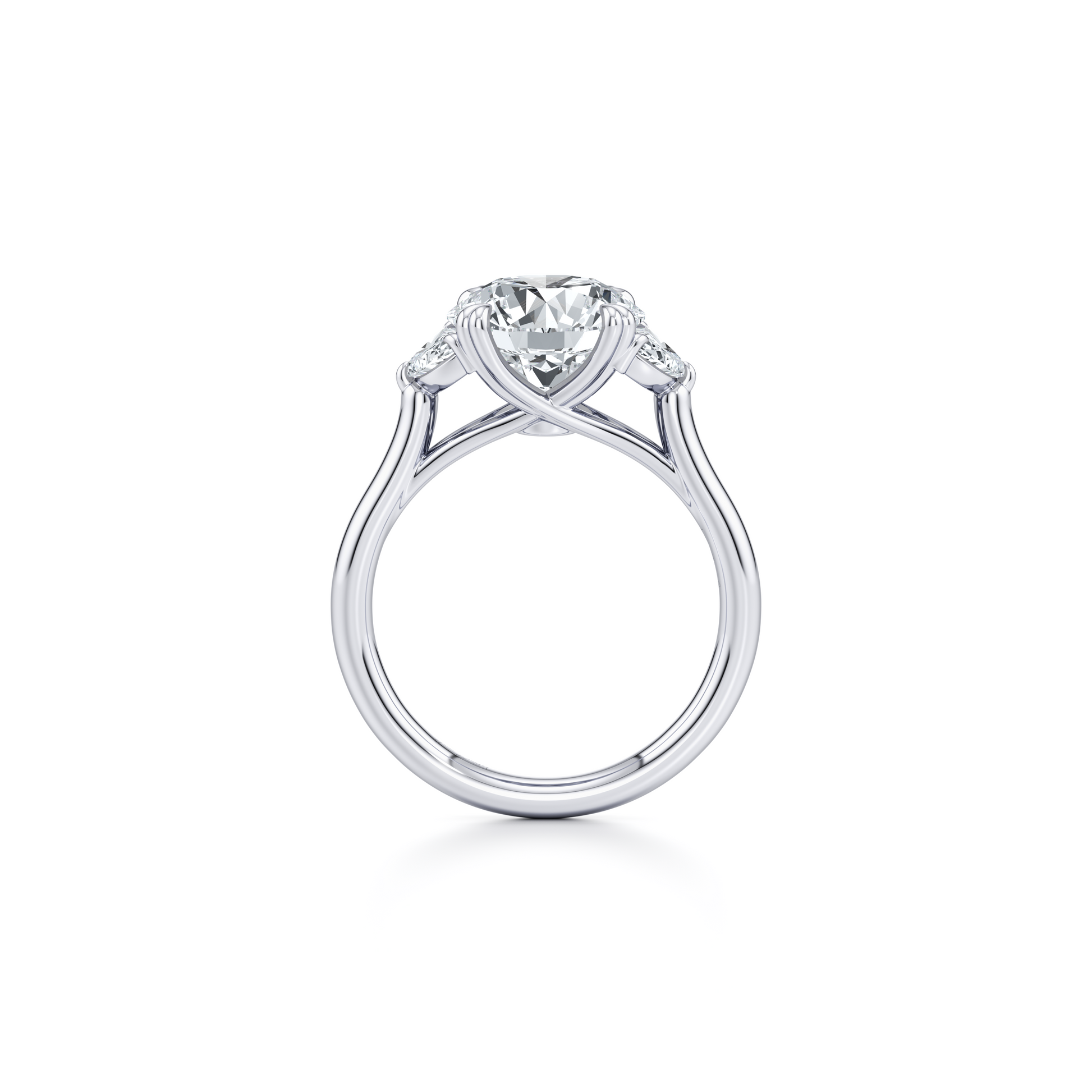 Elle Half Moon Round Three Stone Lab Diamond Engagement Ring - view 3