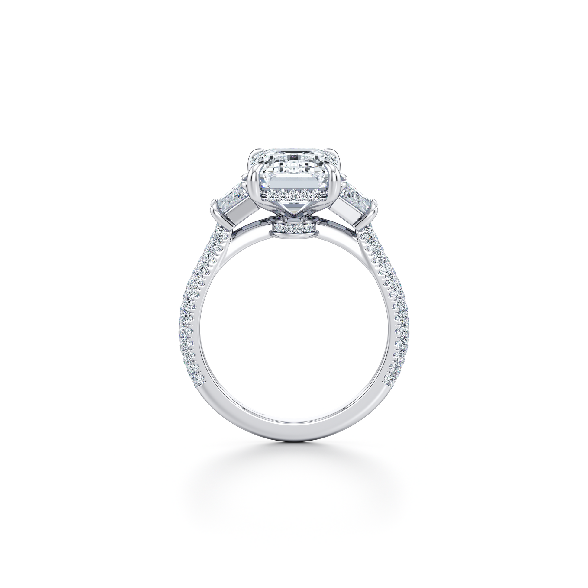 Chelsea Emerald Three Stone Engagement Ring - view 3