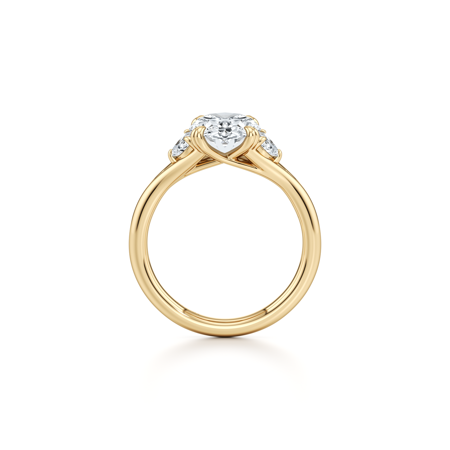Jane Oval Cut Lab Yellow Diamond Three Stone Engagement Ring - view 5