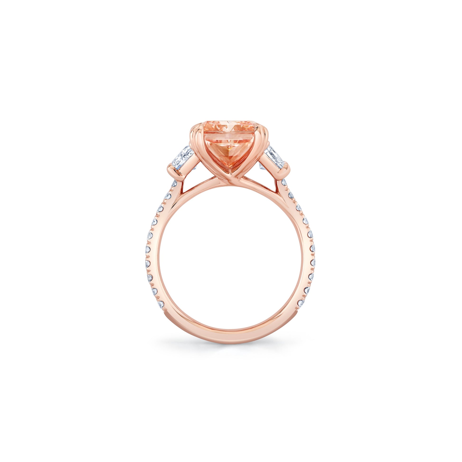 Elle Radiant Three Stone Lab Pink Diamond Engagement Ring - view 4