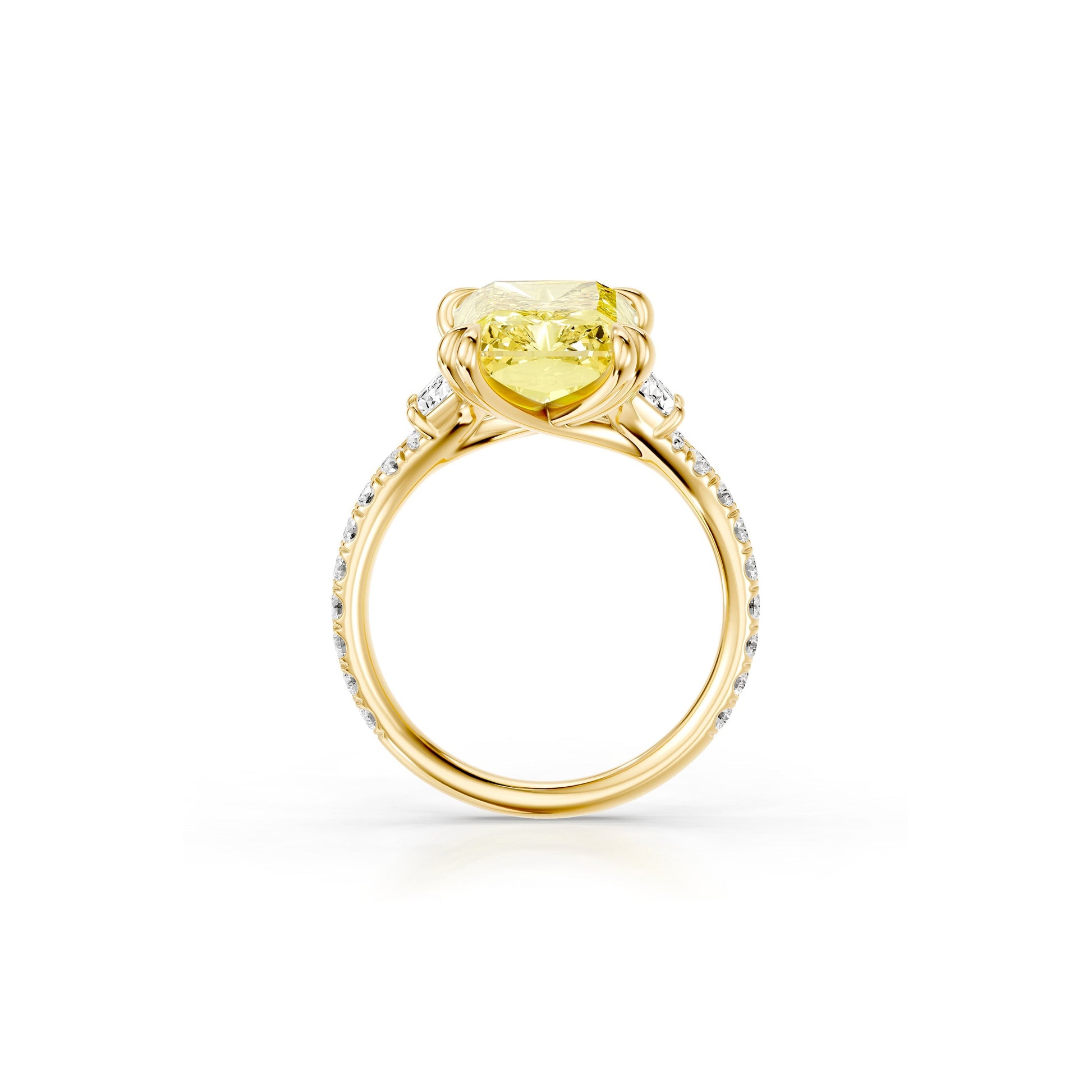 High Jewelry | Jane Radiant Yellow Diamond Three Stone Engagement Ring - view 4